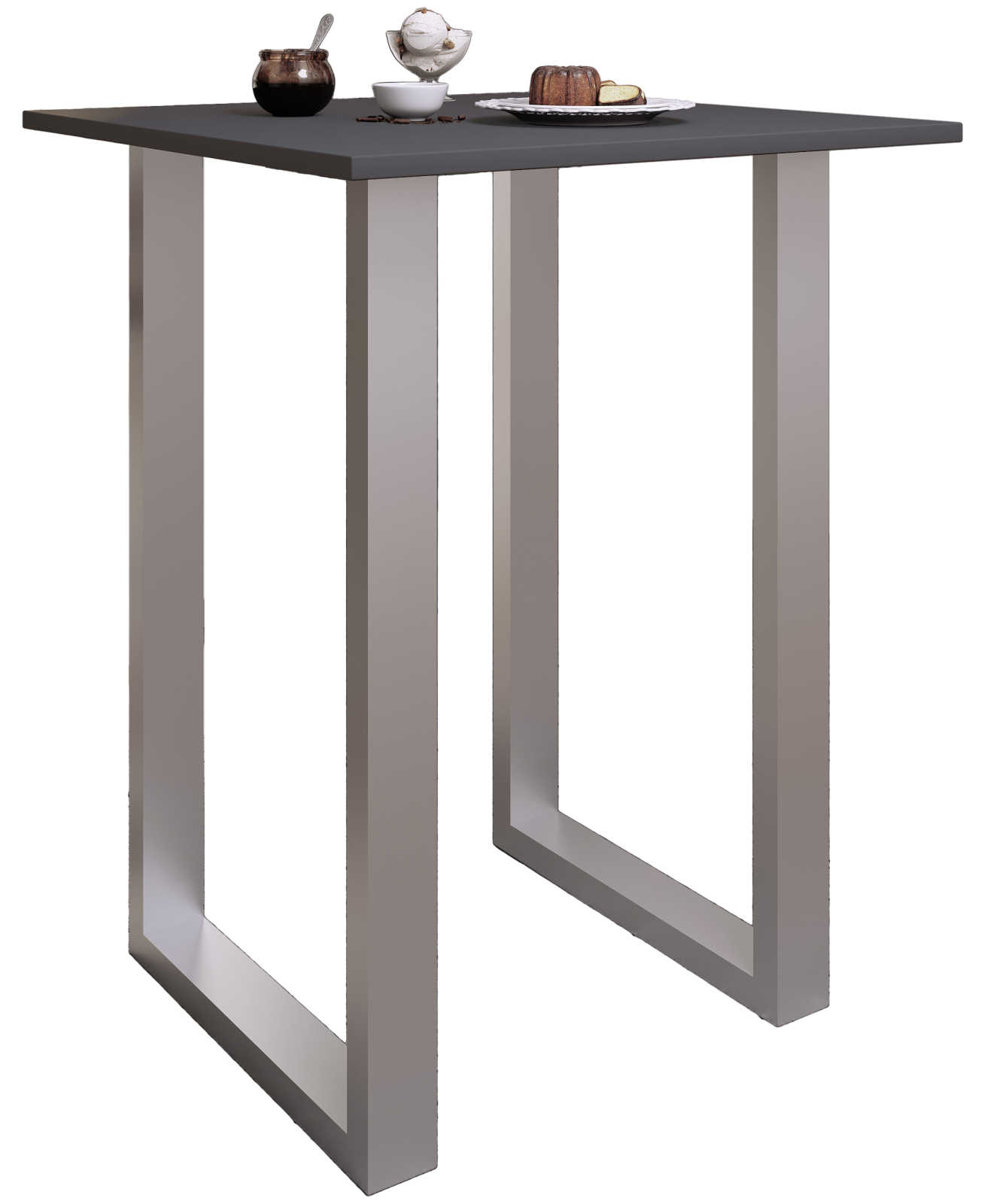 Bartisch XONA - anthrazit-silber - U-Gestell - 80x80 cm