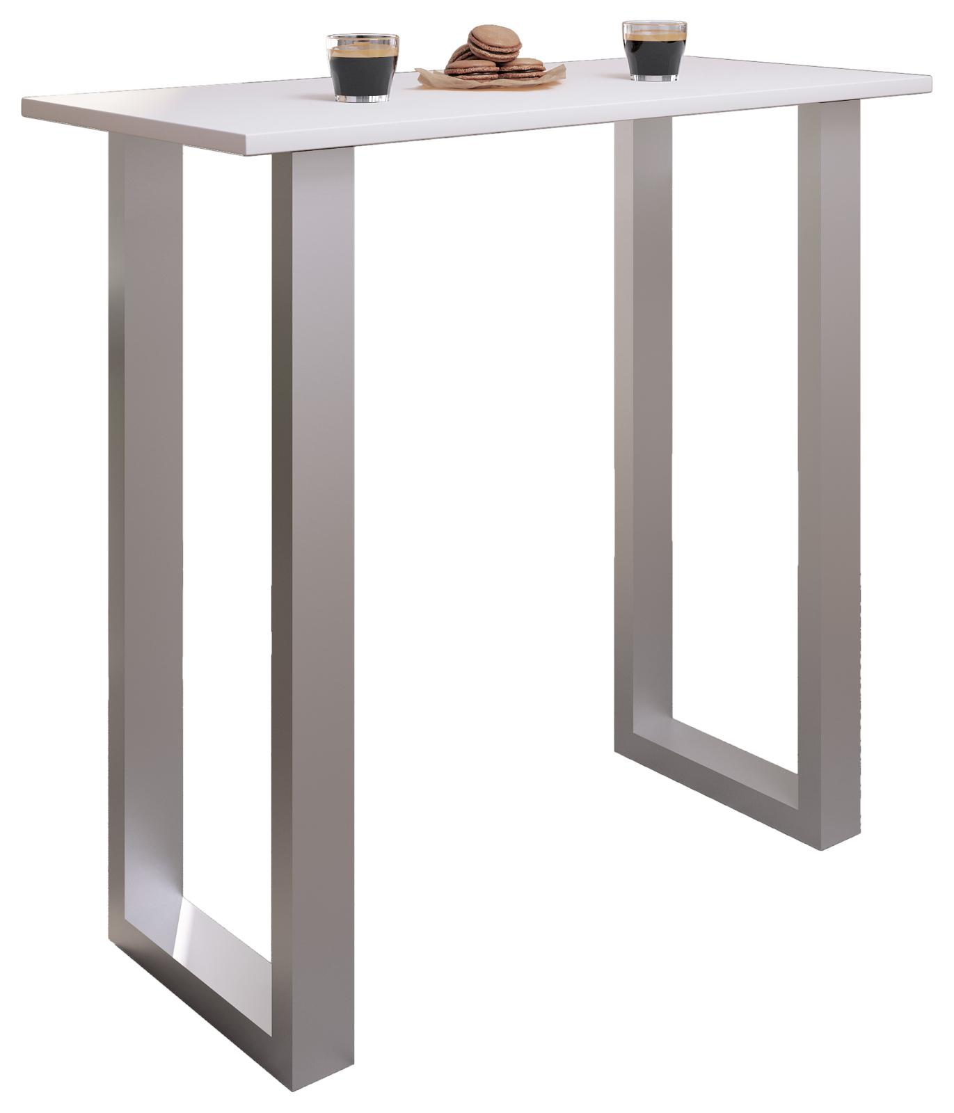 Bartisch XONA - weiß-silber - U-Gestell - 110x50 cm