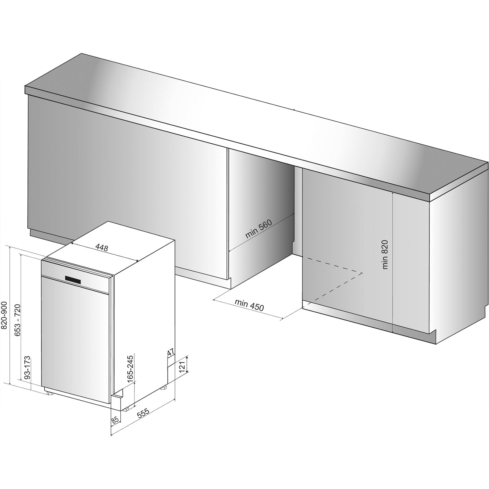 BAUKNECHT Einbau-Geschirrspüler BSBO 3023 PF X - silber - teilintegriert - 45 cm - E