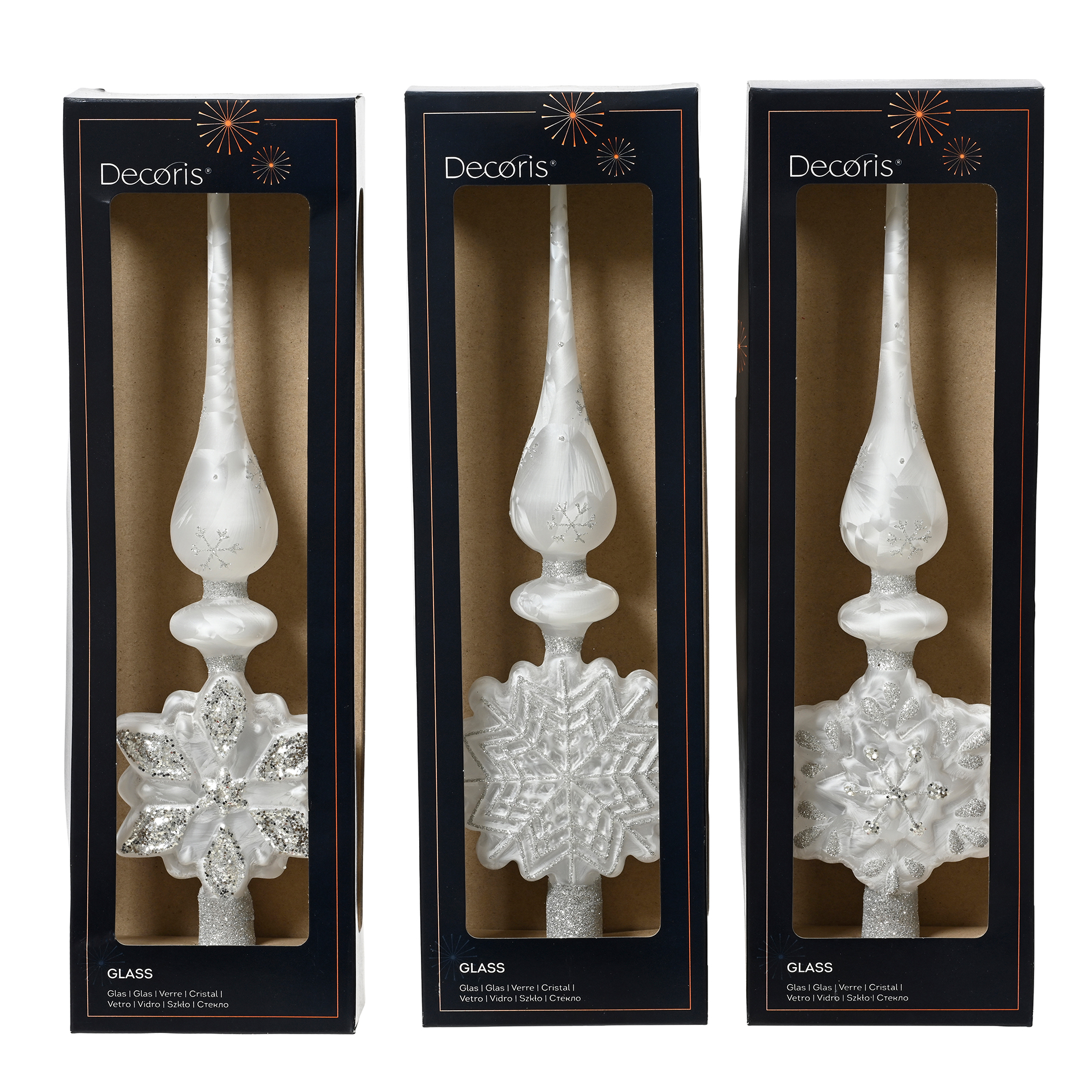 Baumspitze Schneeflocke - sortiertes Design - Glas