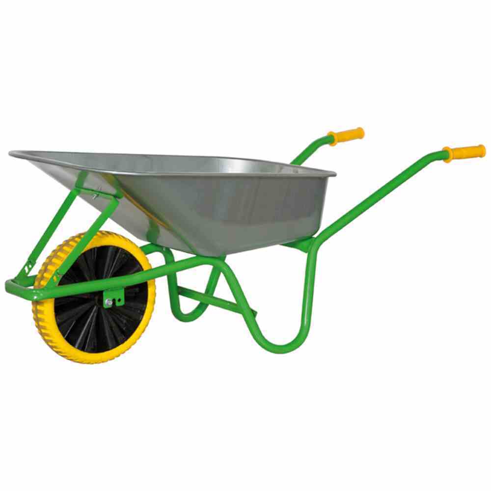 Bauschubkarre - silber-grün-gelb - verzinkt - 90 Liter