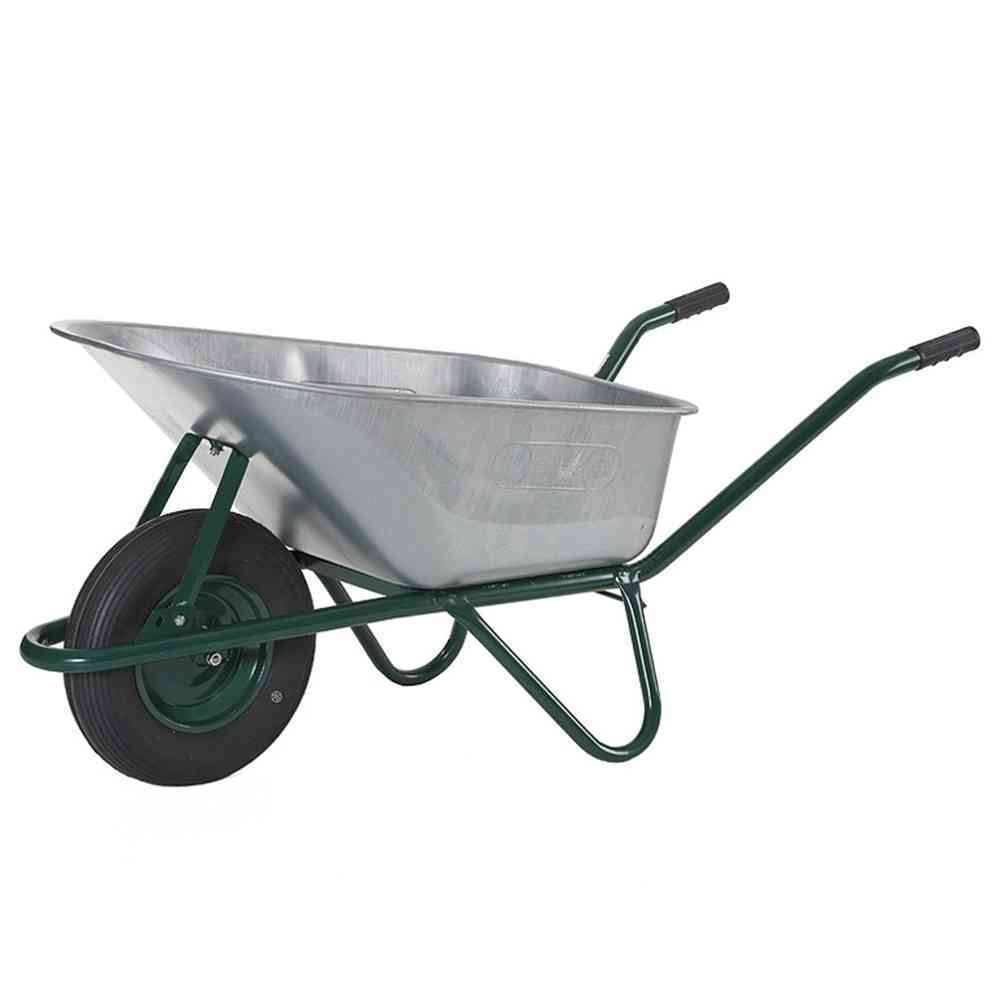 Bauschubkarre - silber-grün - verzinkt - 100 Liter