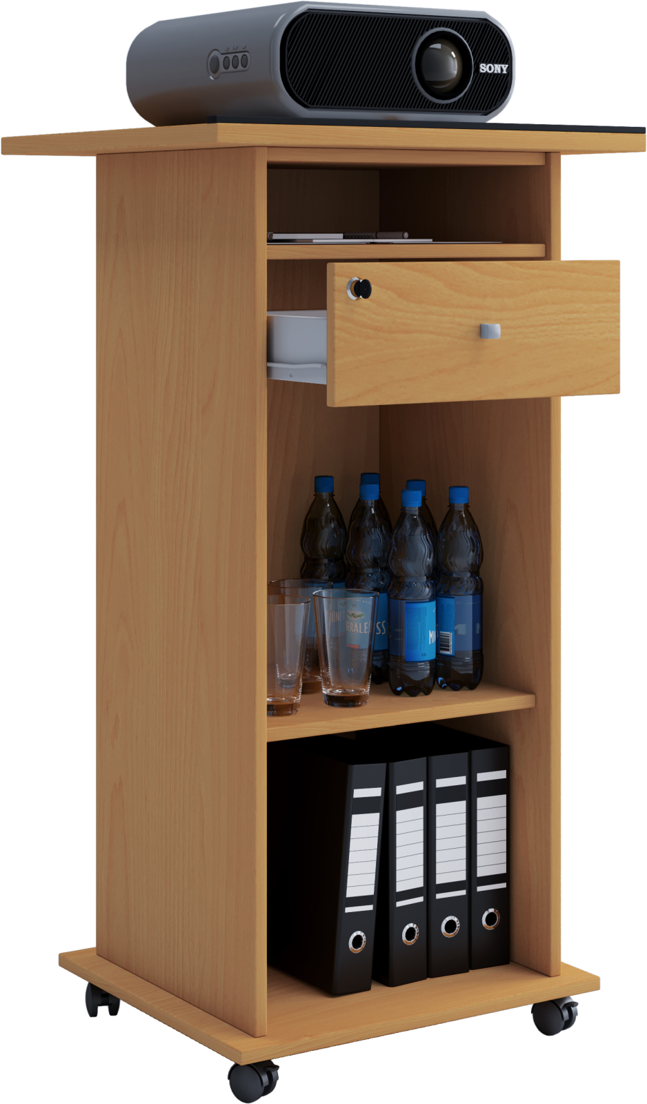 Beamer-Stand NETA - Buche - 3 offene Fächer - 60 cm 