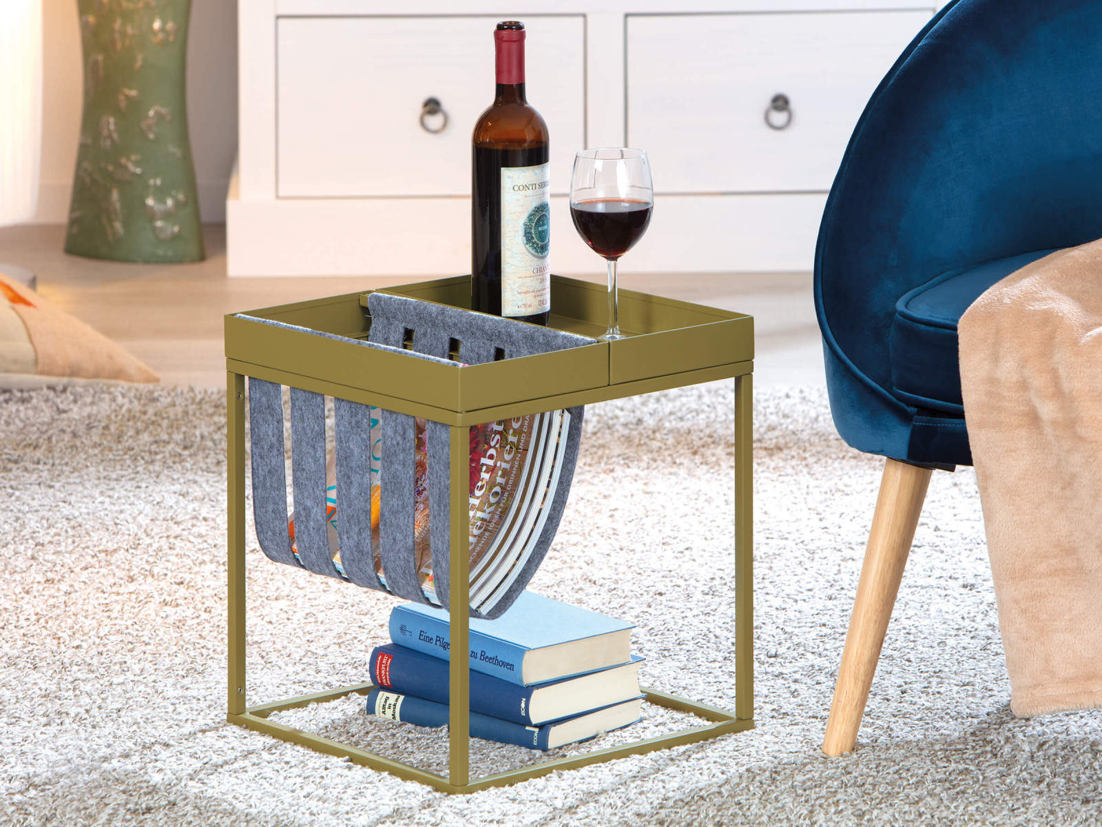 Beistelltisch CLUB NY MAGAZIN - olive - Metall