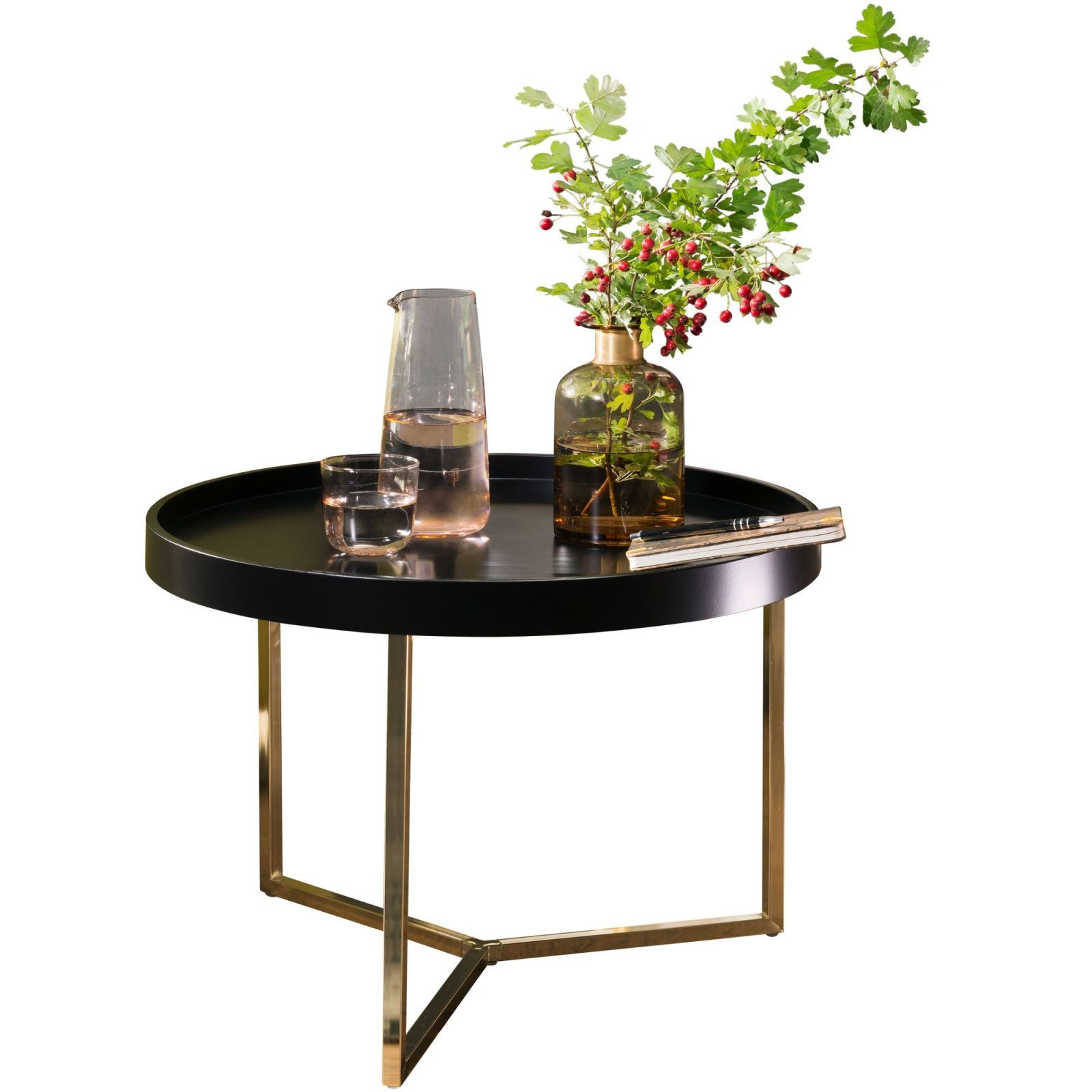 Beistelltisch - gold-schwarz - 42 cm hoch