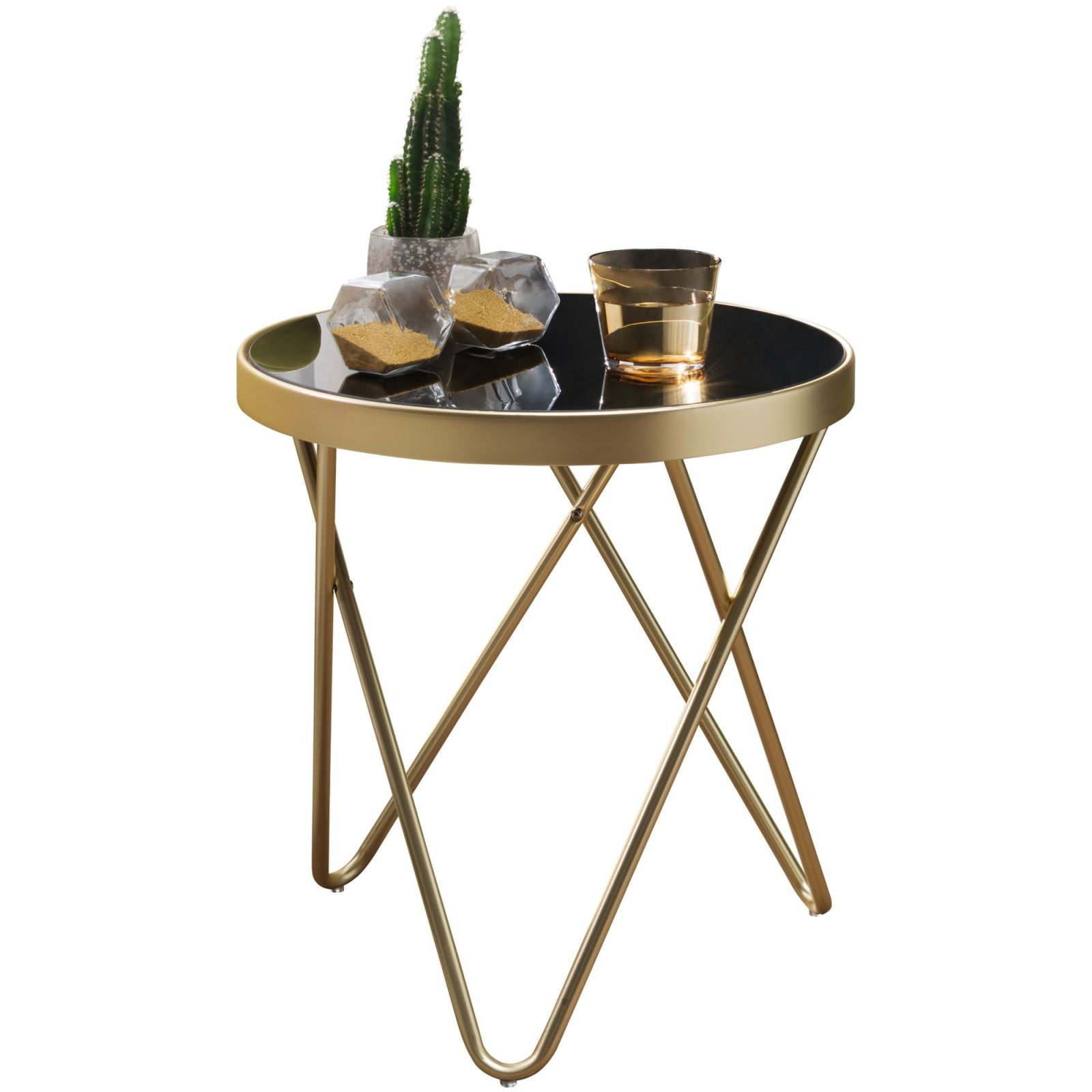 Beistelltisch - gold-schwarz - 46 cm hoch