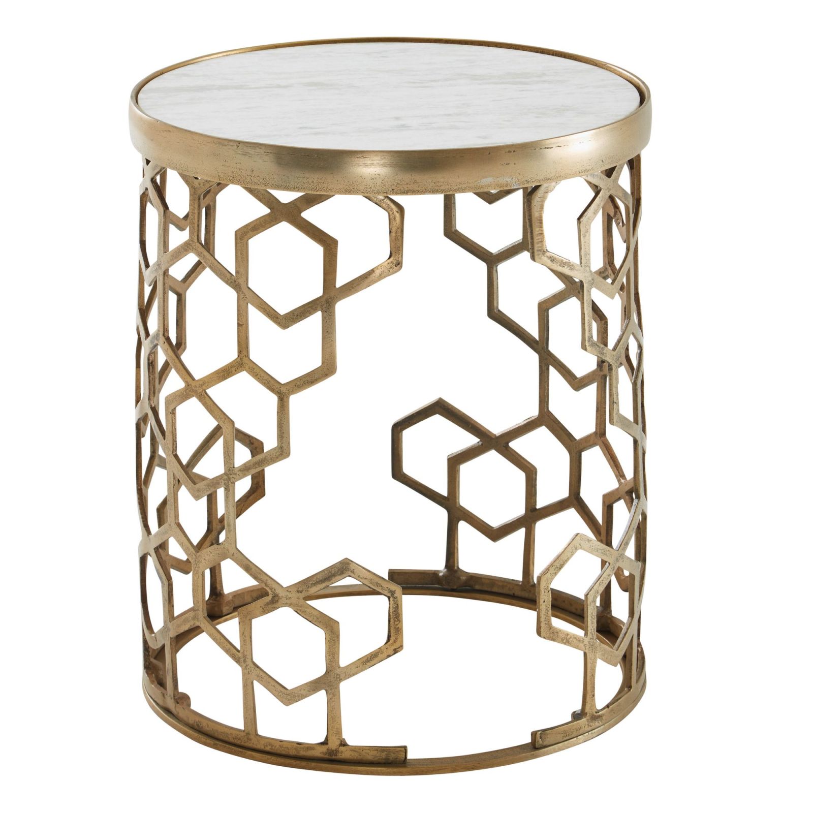Beistelltisch - gold-weiß - Marmor - Ø 44 cm