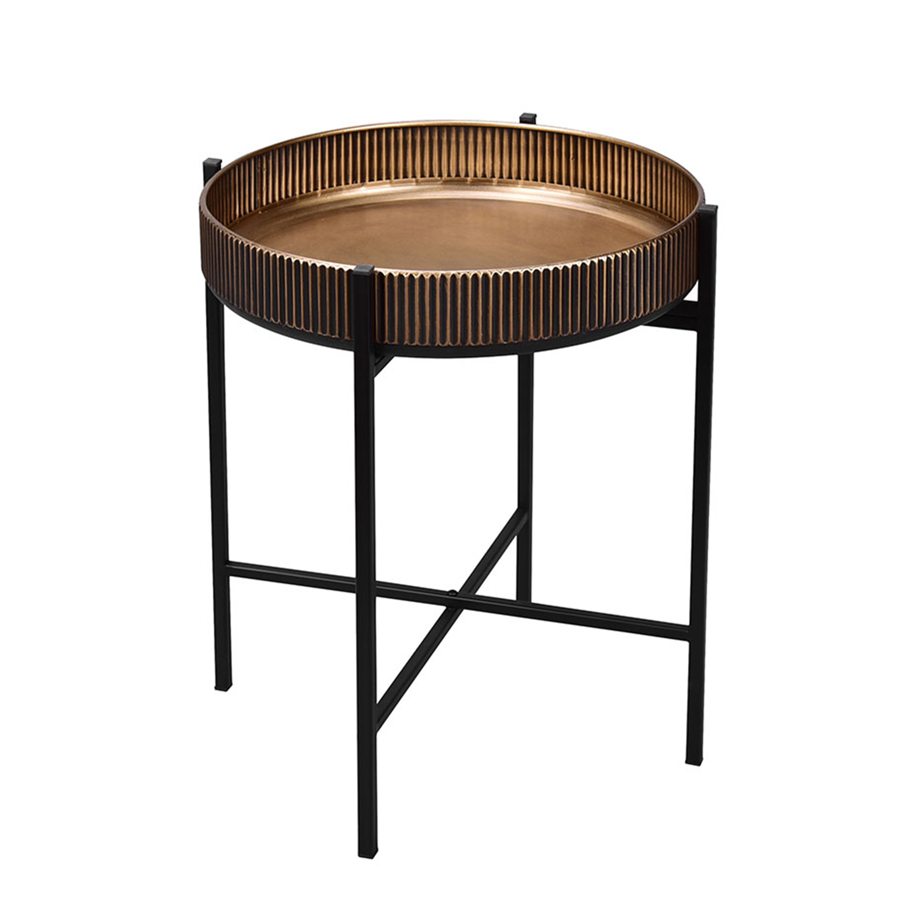 Beistelltisch - goldfarben-schwarz - Metall - Ø 42 cm