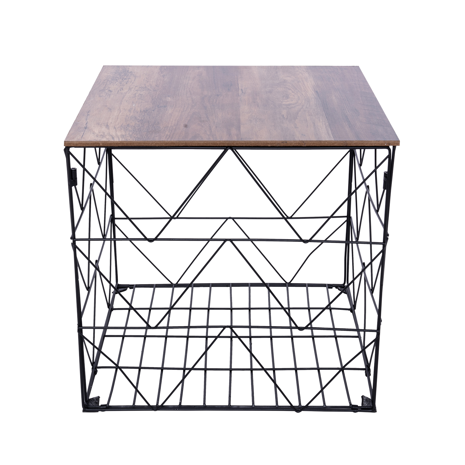 Beistelltisch - schwarz-holzfarben - Metall - 40 cm