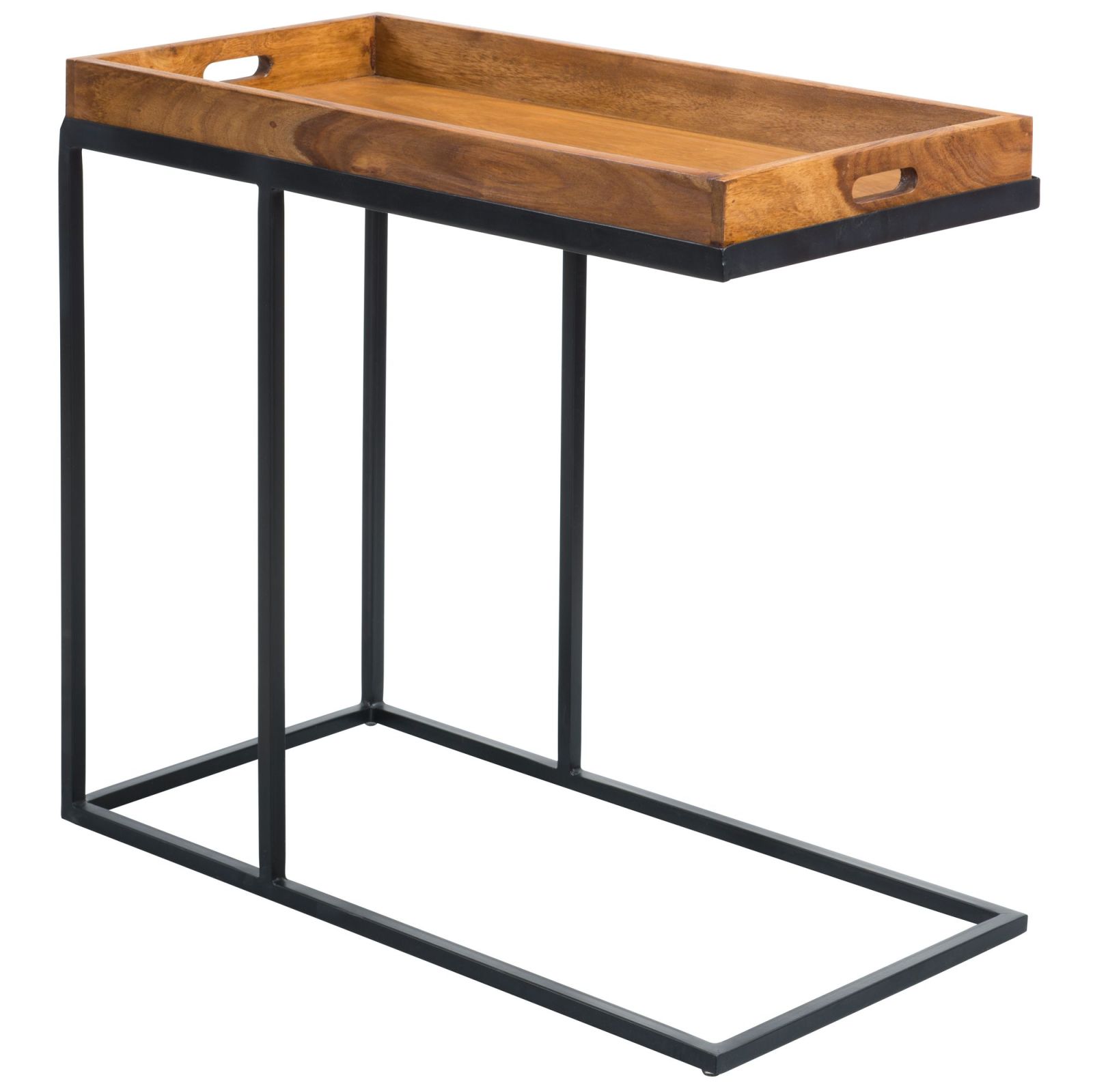 Beistelltisch - schwarz-Sheesham - massiv - 70 cm