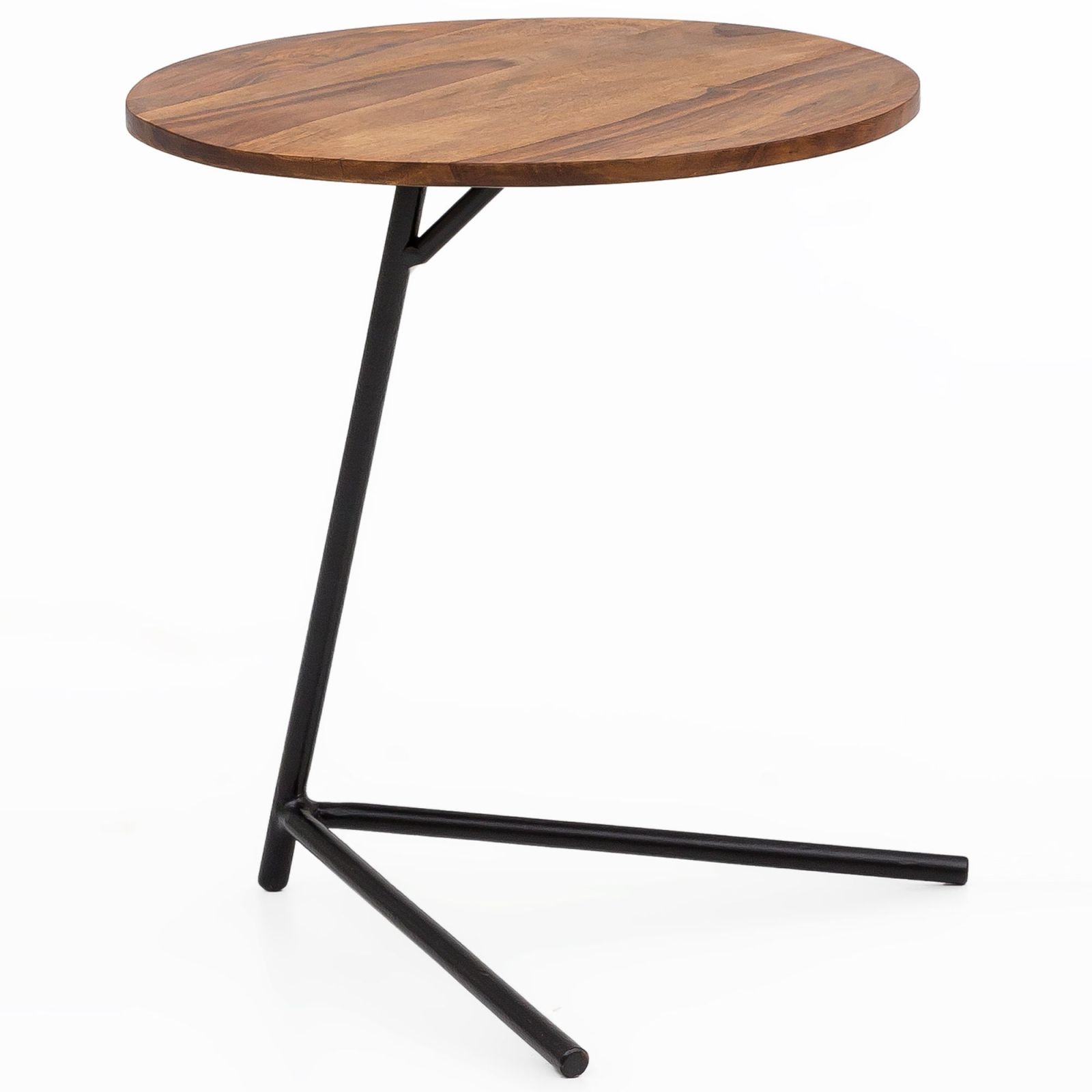Beistelltisch - Sheesham massiv - schwarz - Ø 40 cm