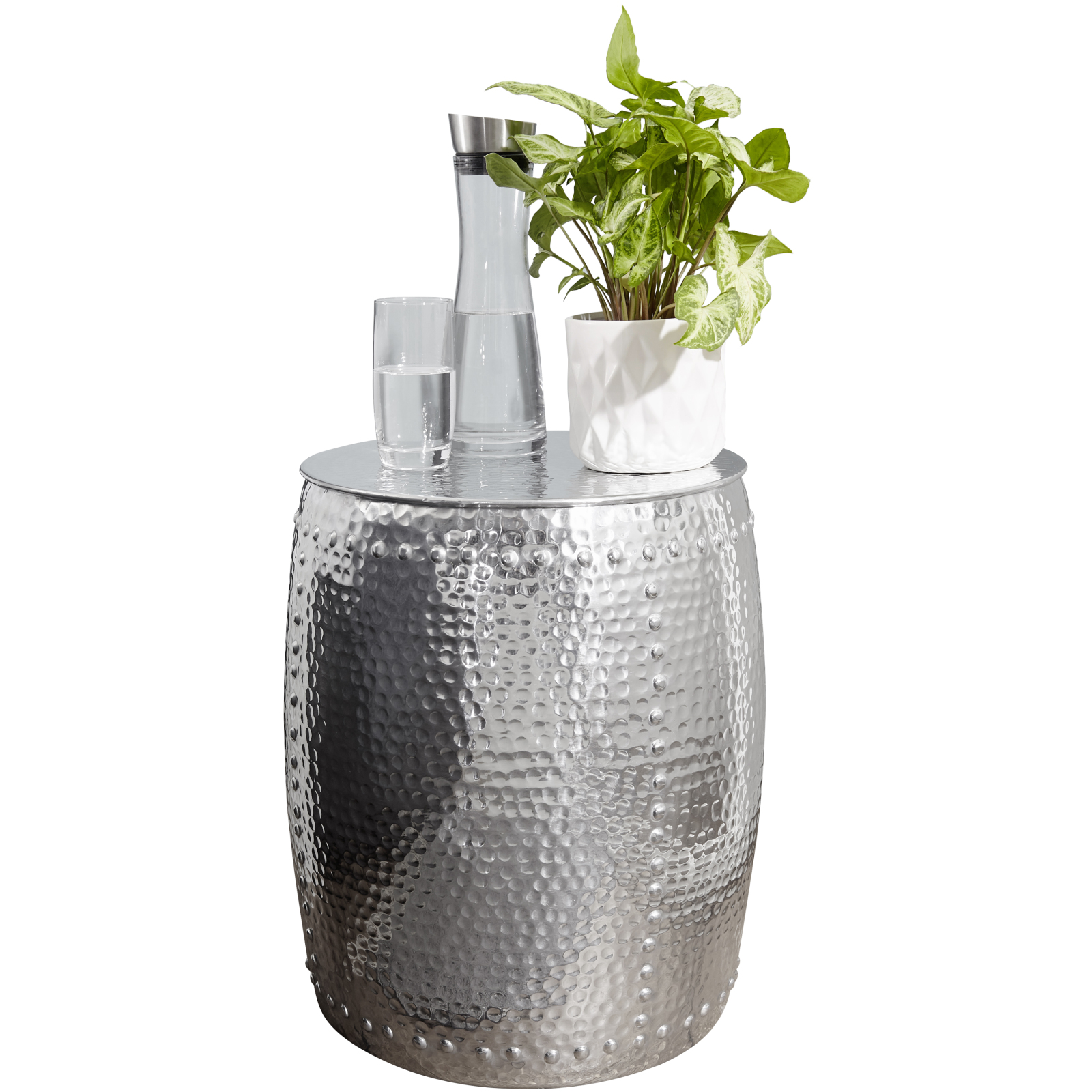 Beistelltisch - silberfarben - Aluminium - 42 cm breit