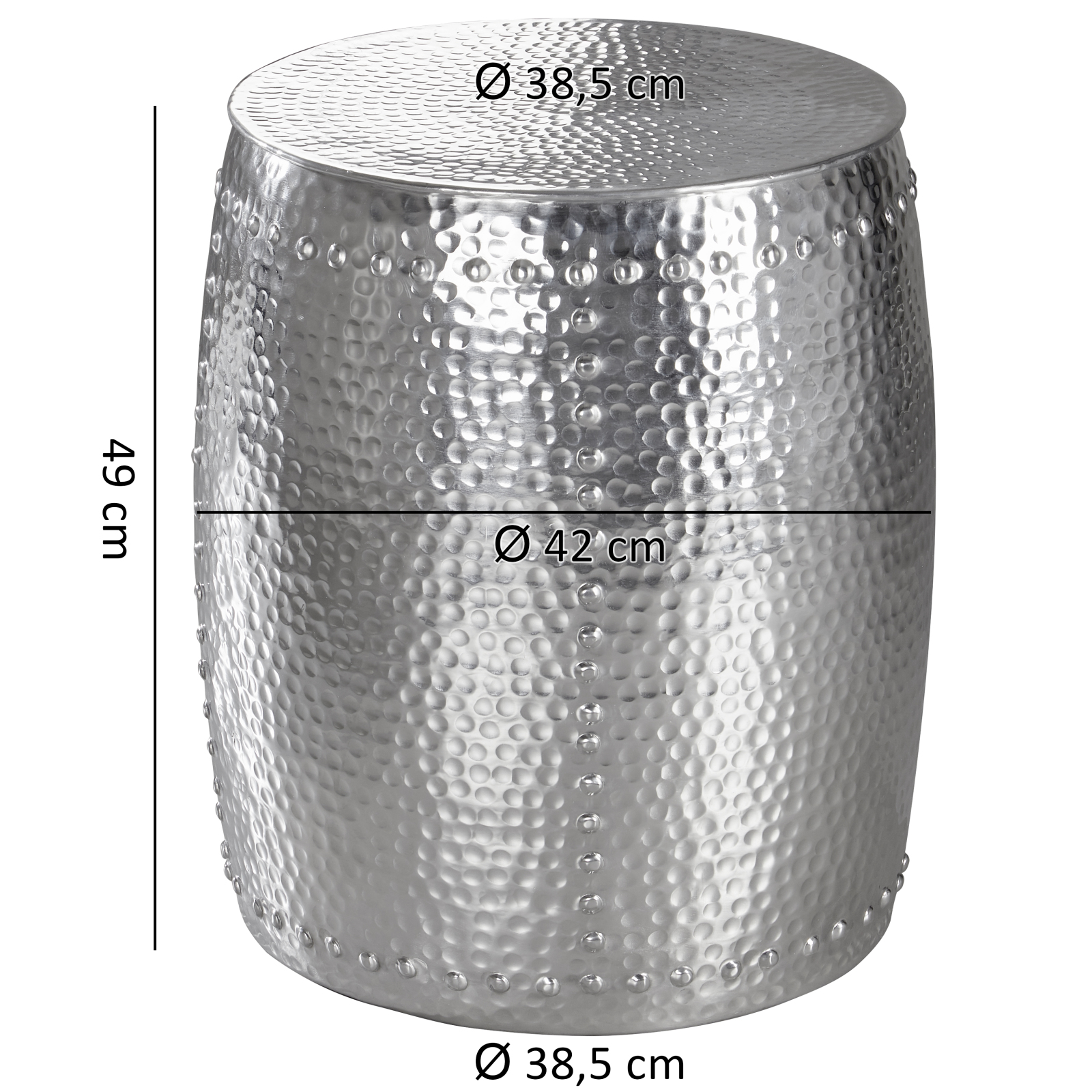 Beistelltisch - silberfarben - Aluminium - 42 cm breit