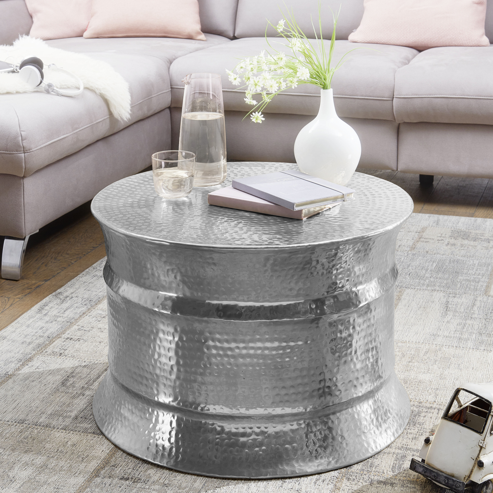 Beistelltisch - silberfarben - Aluminium - 62 cm