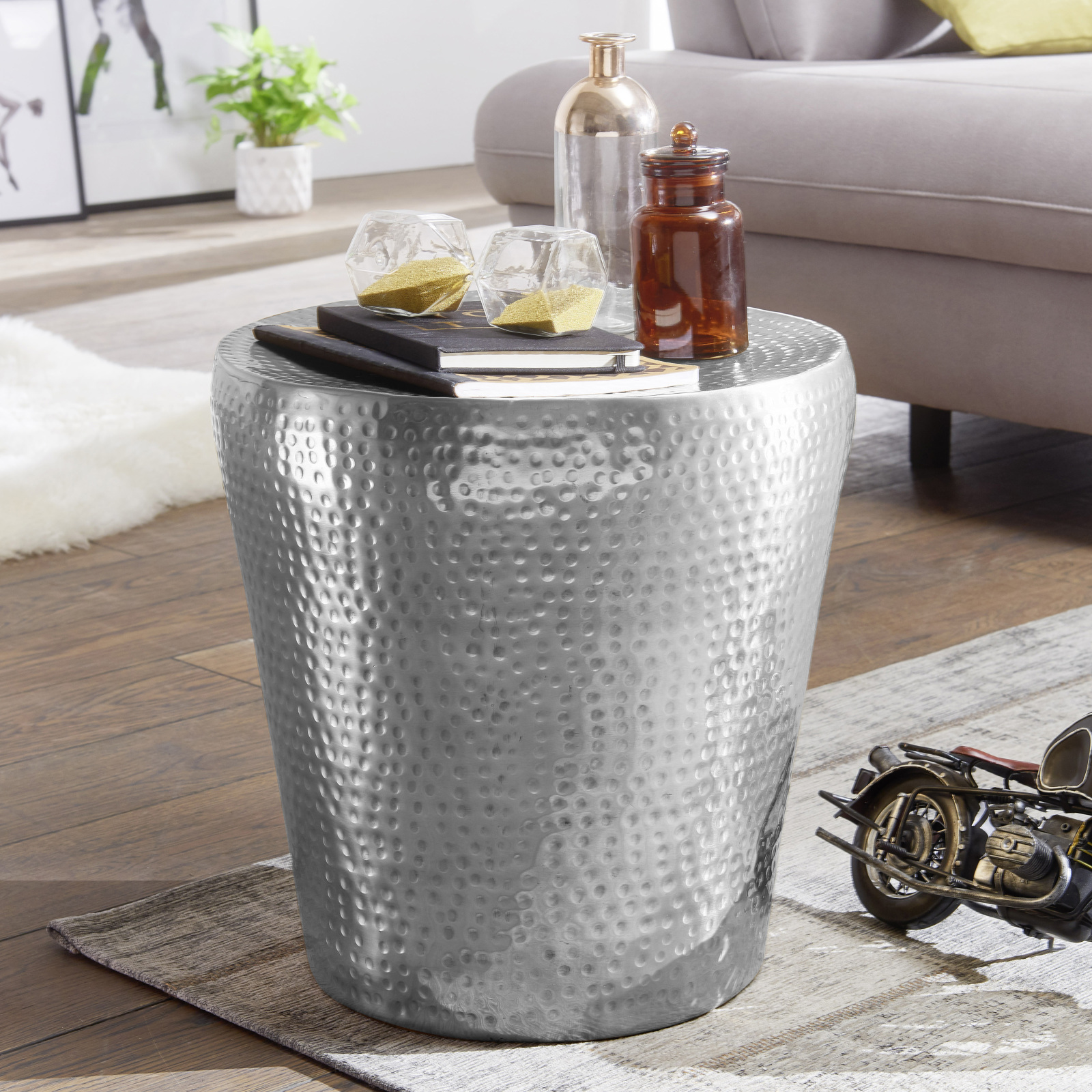 Beistelltisch - silberfarben - Aluminium