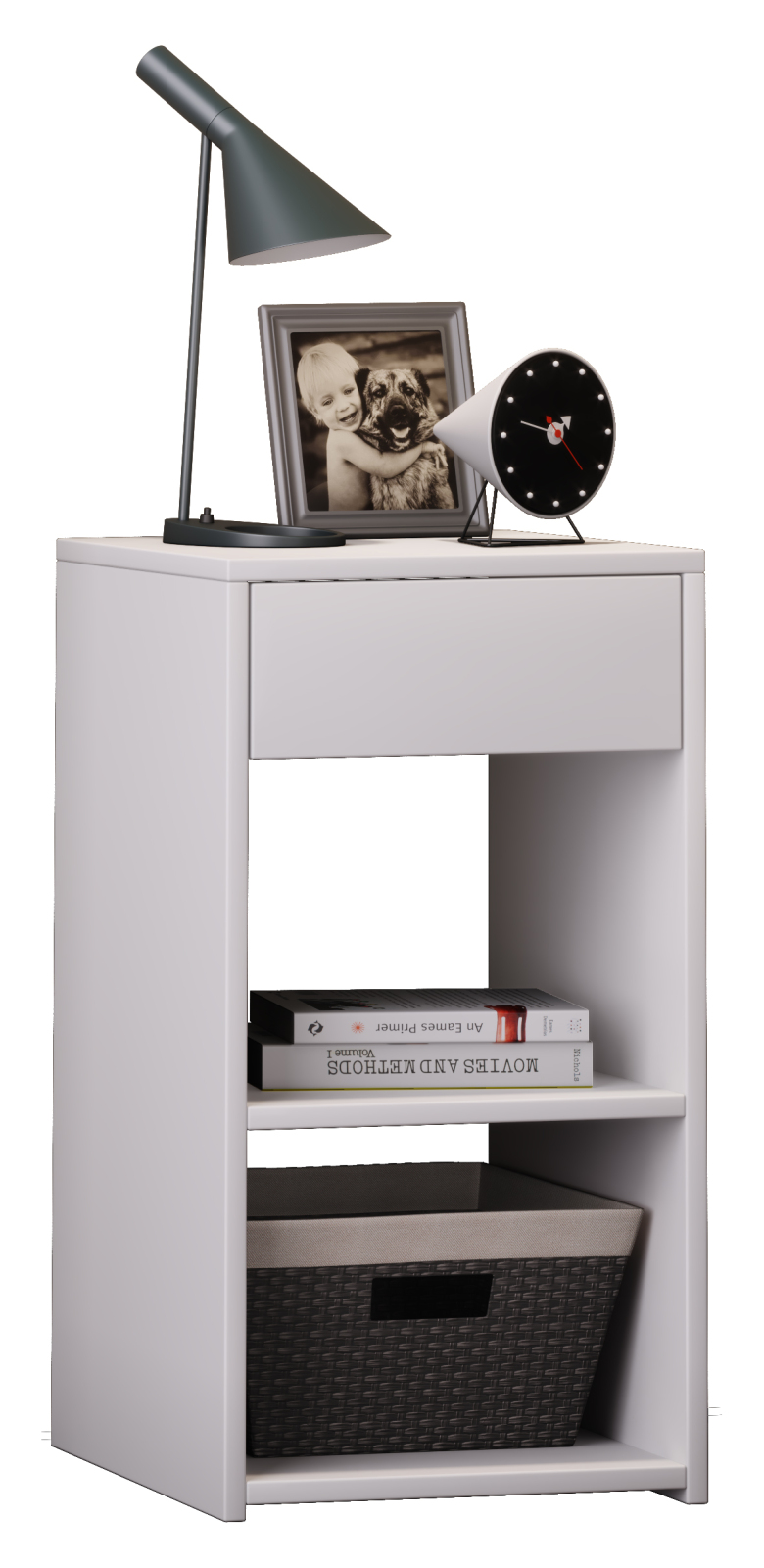 Beistelltisch Sledo Maxi - weiß - Schublade - 35 cm breit