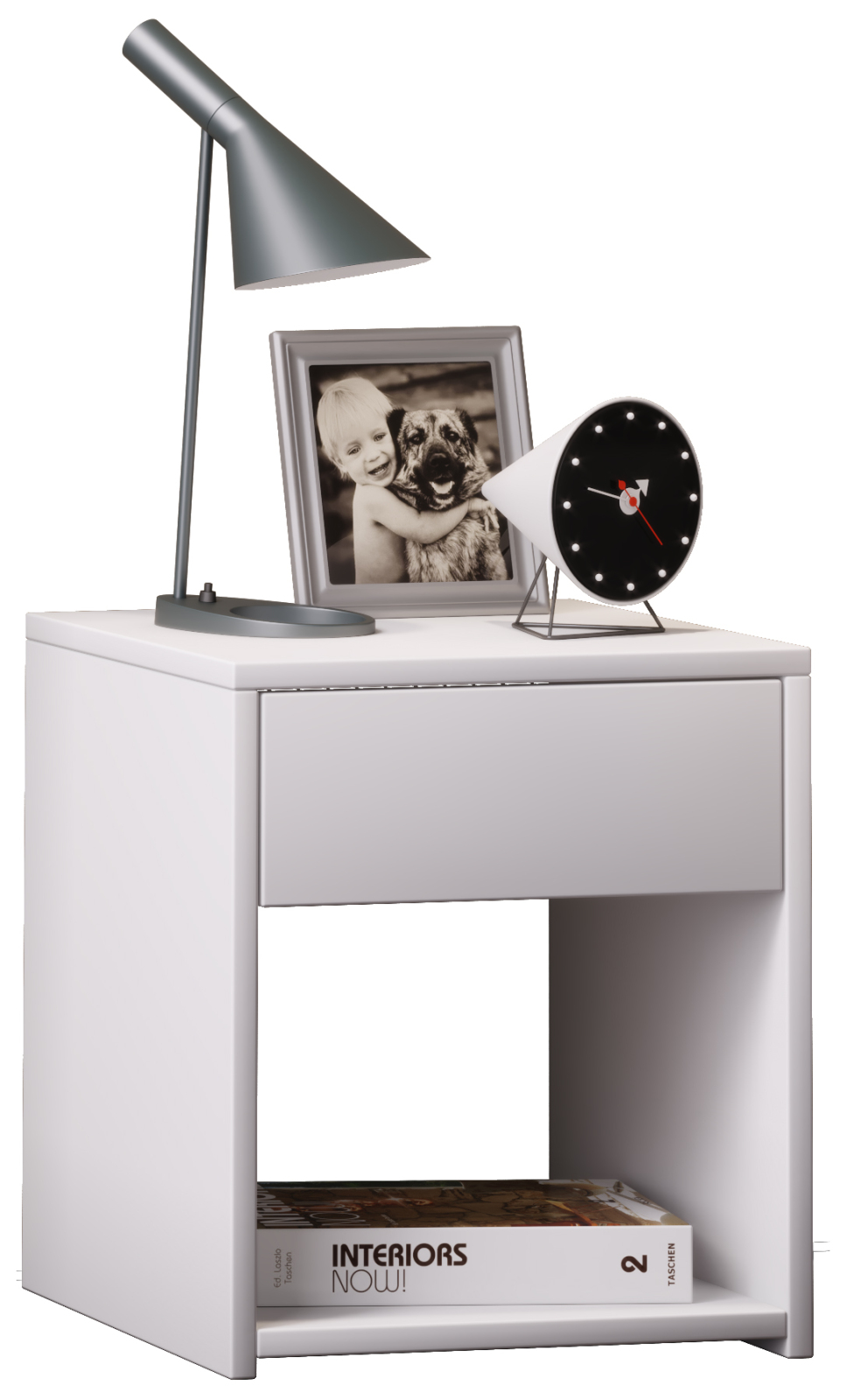 Beistelltisch Sledo Mini - weiß - Schublade - 35 cm breit