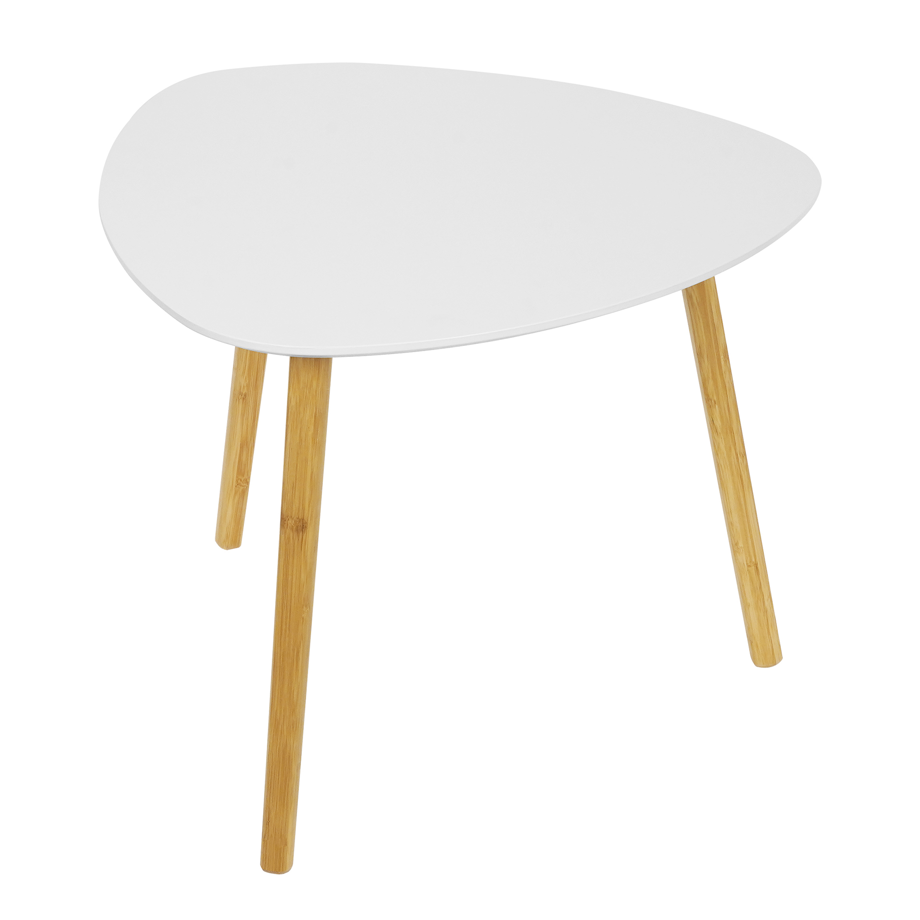 Beistelltisch - weiß - Bambus - dreieckig - Ø 55 cm