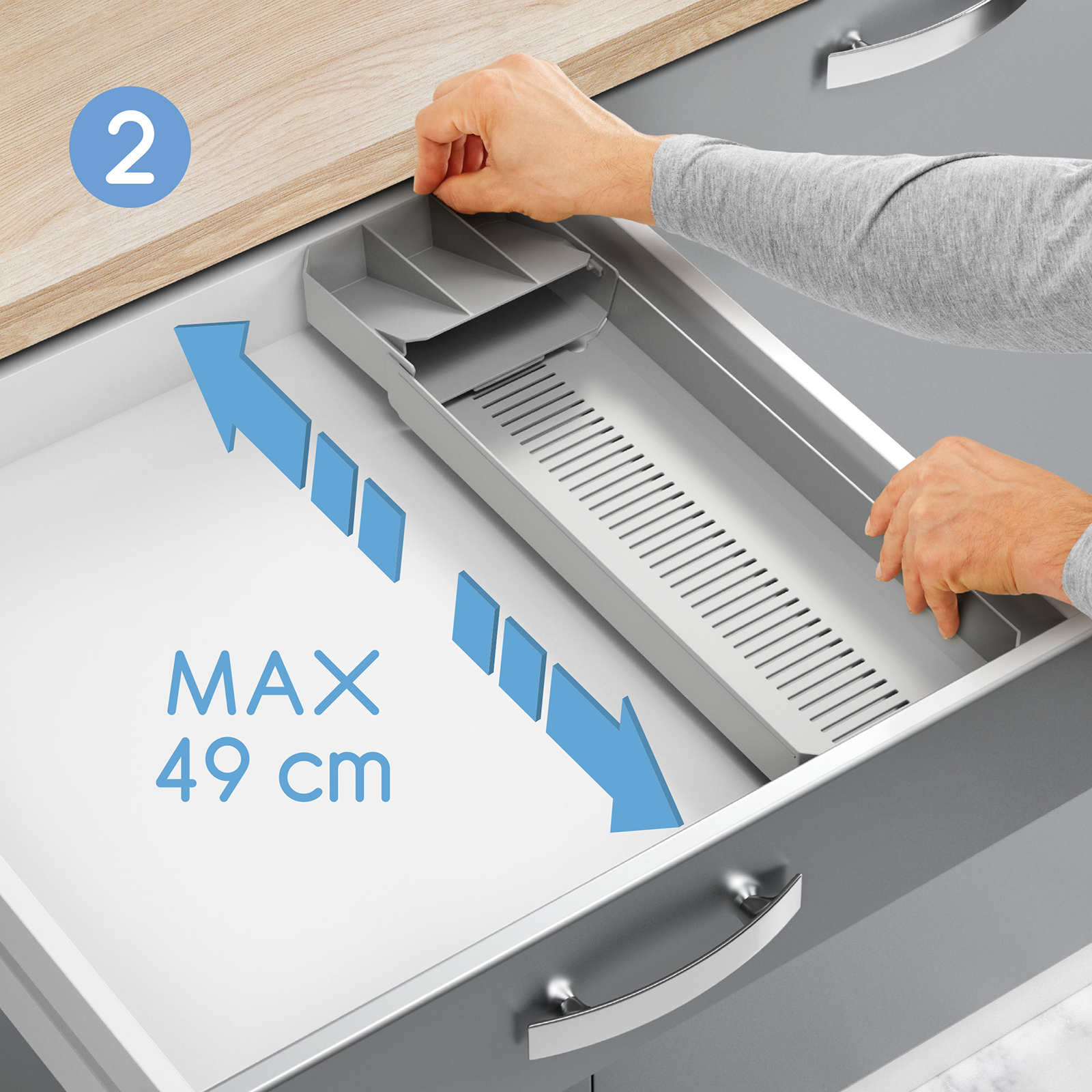 Besteck-Organizer - grau - ausziehbar