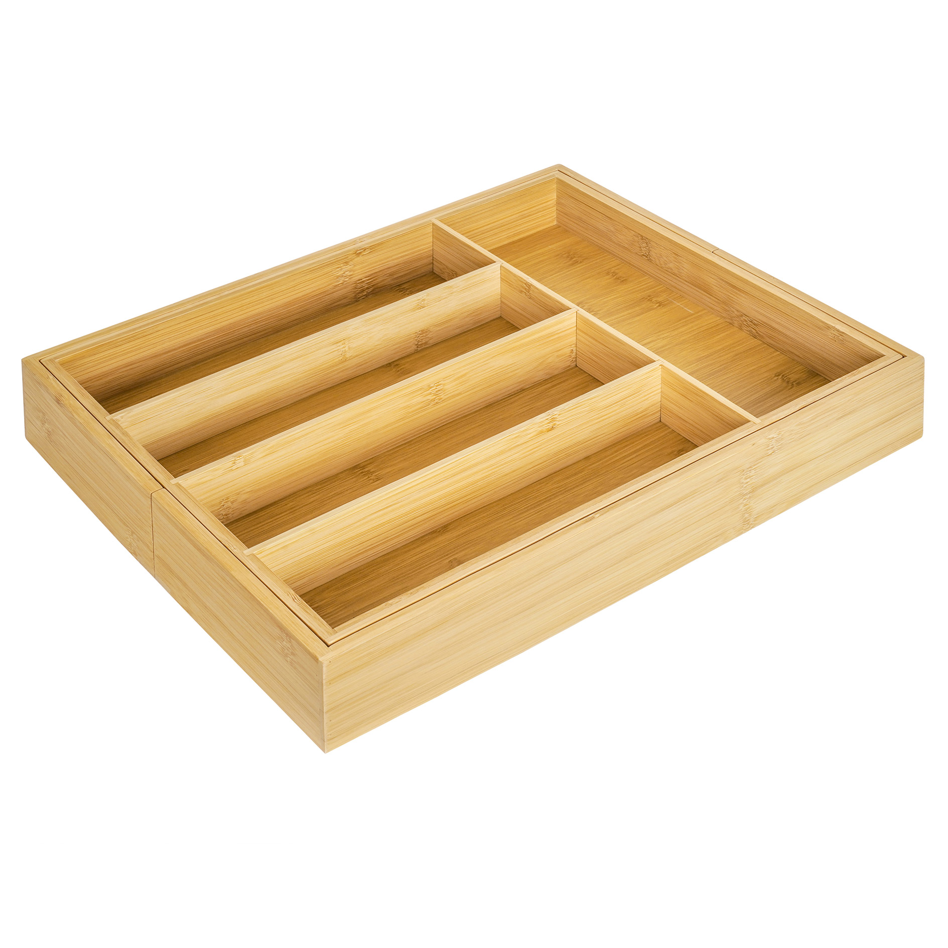 Besteckkasten - natur - Bambus - ausziehbar