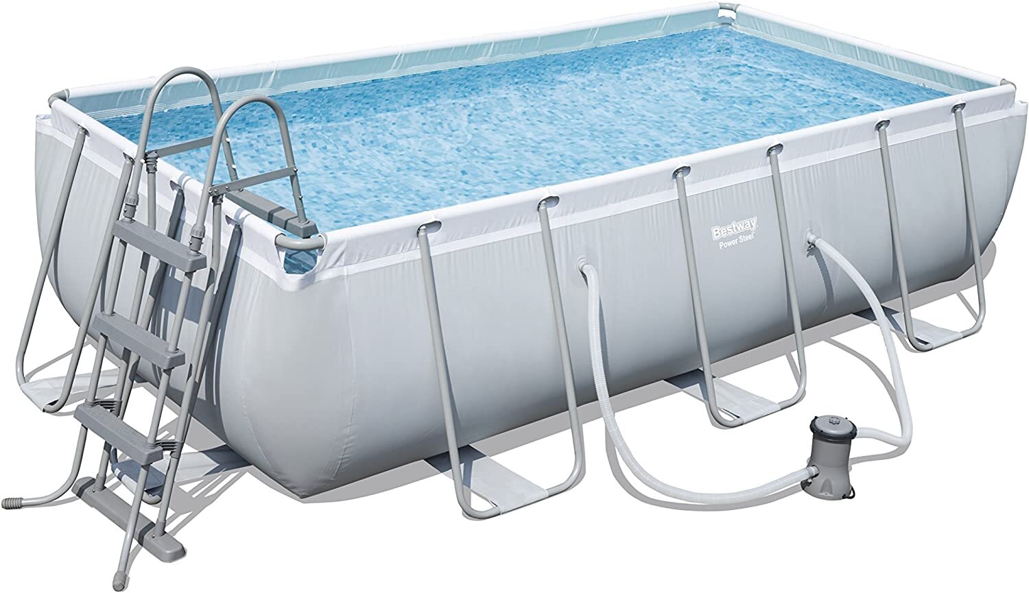 Bestway Power Steel Frame Pool - grau-weiß - Komplett-Set - eckig
