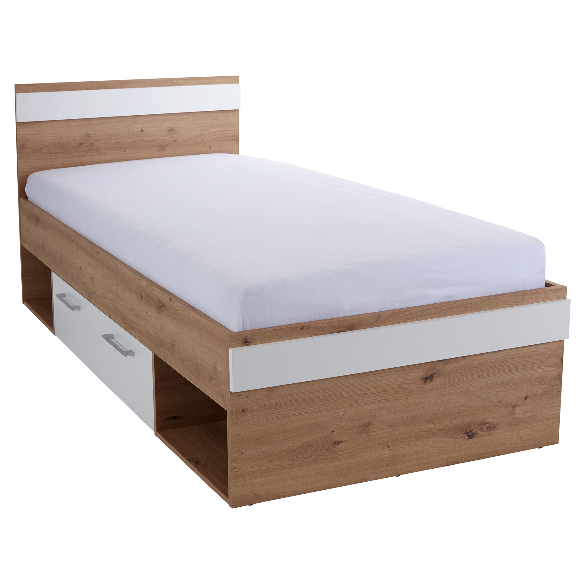 Bett - Artisan Eiche - alpinweiß - 90x200 cm