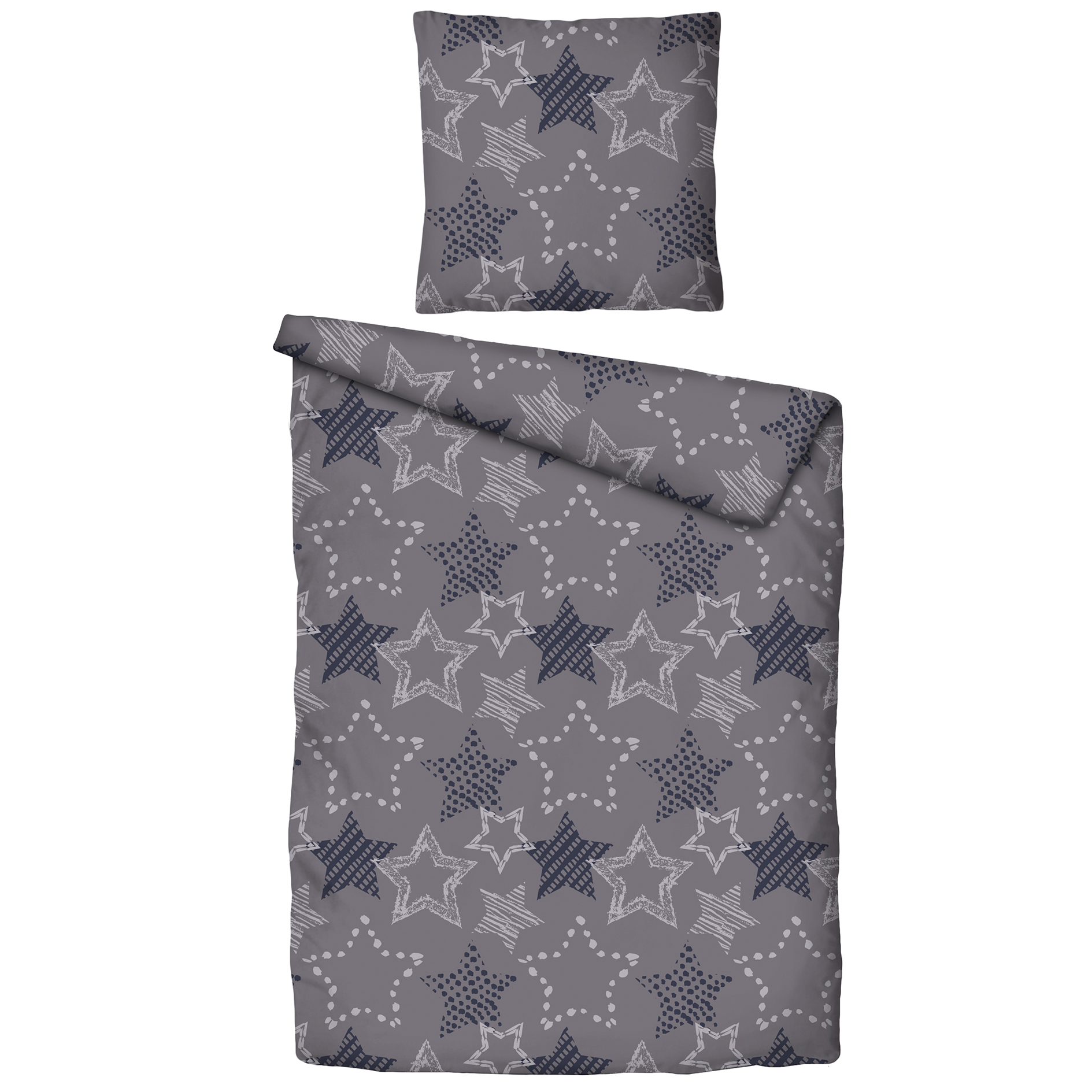 Bettwäsche - grau-anthrazit - Polar Fleece - 135x200 cm