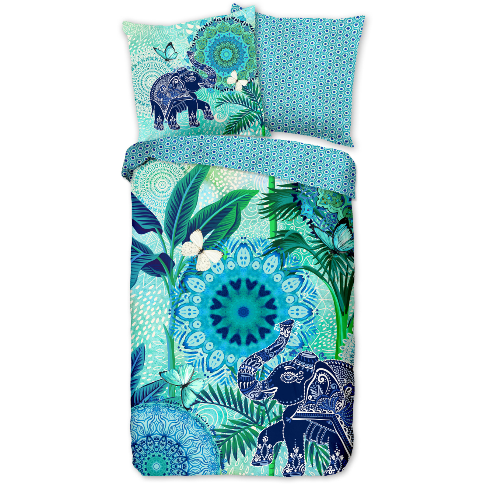 Bettwäsche ISARA ELEFANT - multicolor-blau - 155x220 cm