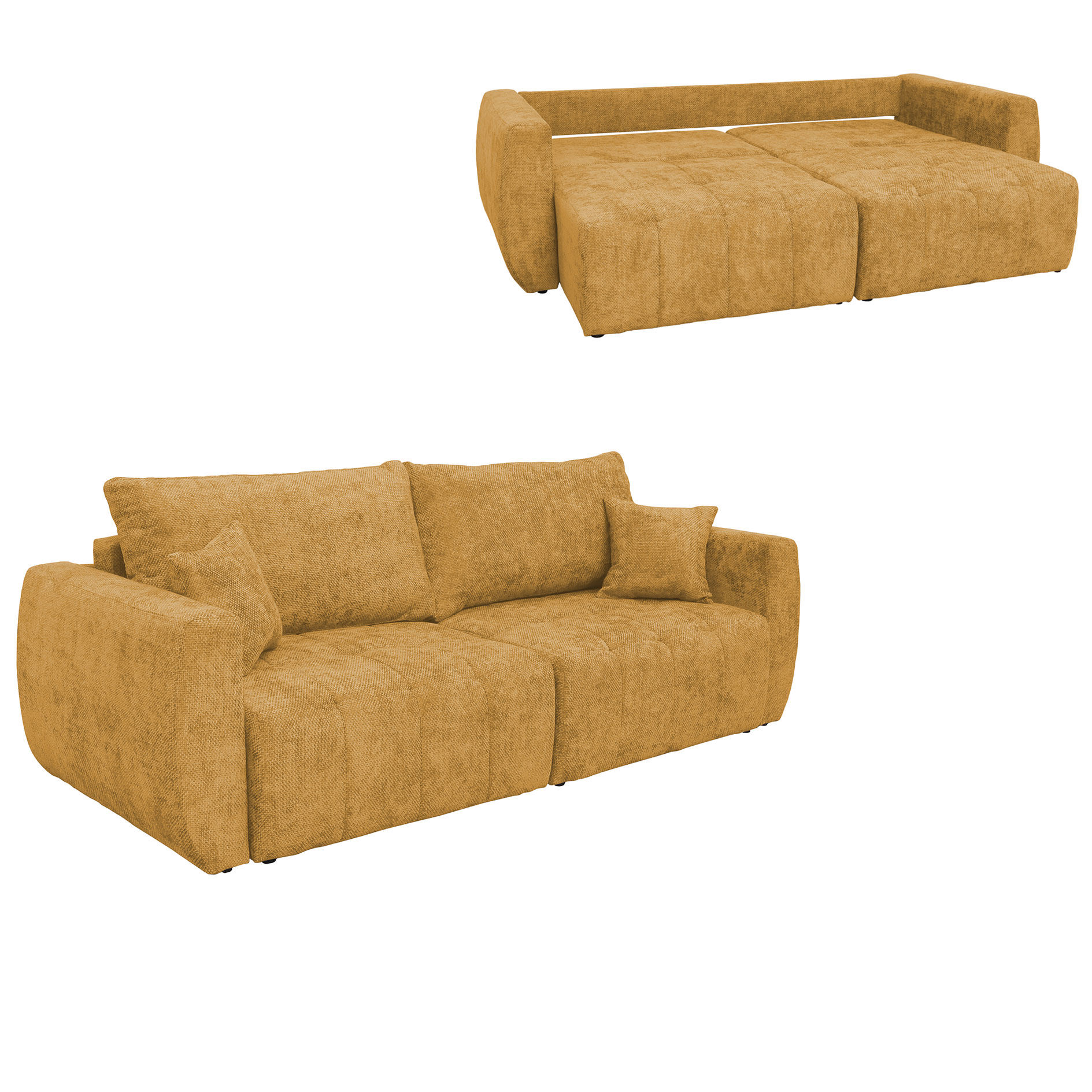 Big Sofa - amber - mit Staukasten und Liegefunktion - 245 cm