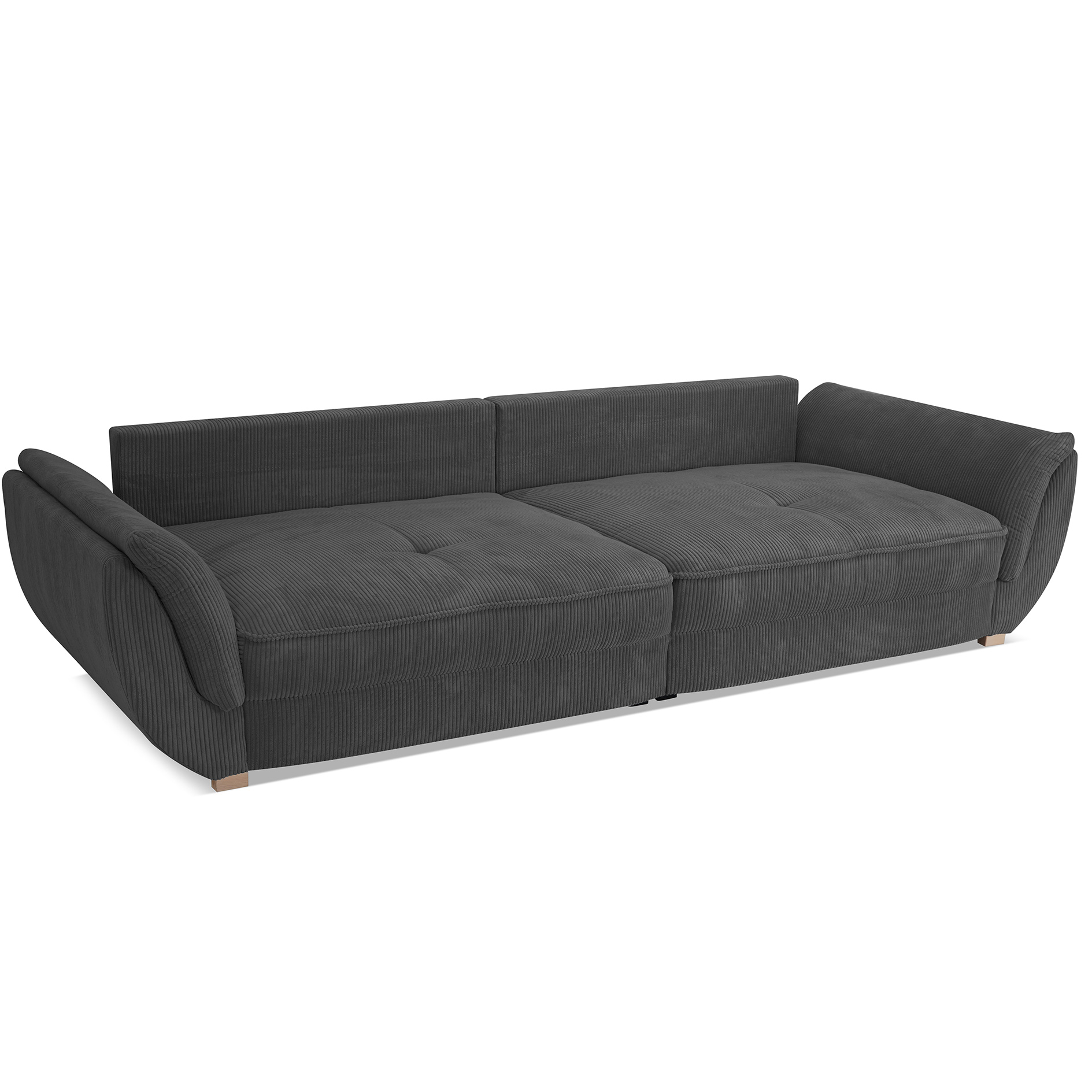 Massbinet Cordstoff Sofa 180cm - Zweisitzer Mit Kissen | Dunkelgrau | Für Wohnzimmer & Schlafzimmer | Stabiler Rahmen