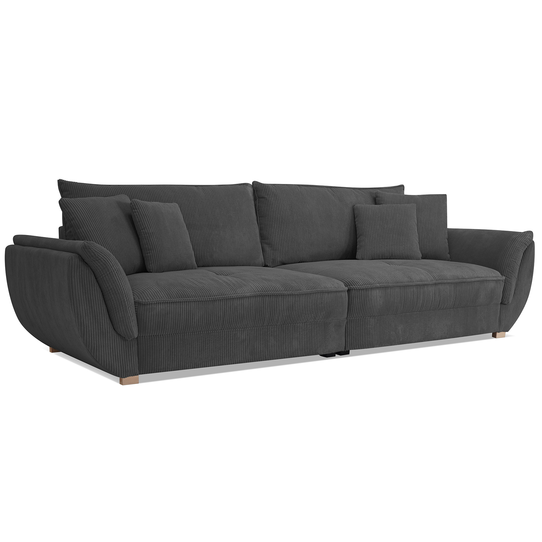Big Sofa - anthrazit - Cordstoff - mit Kissen