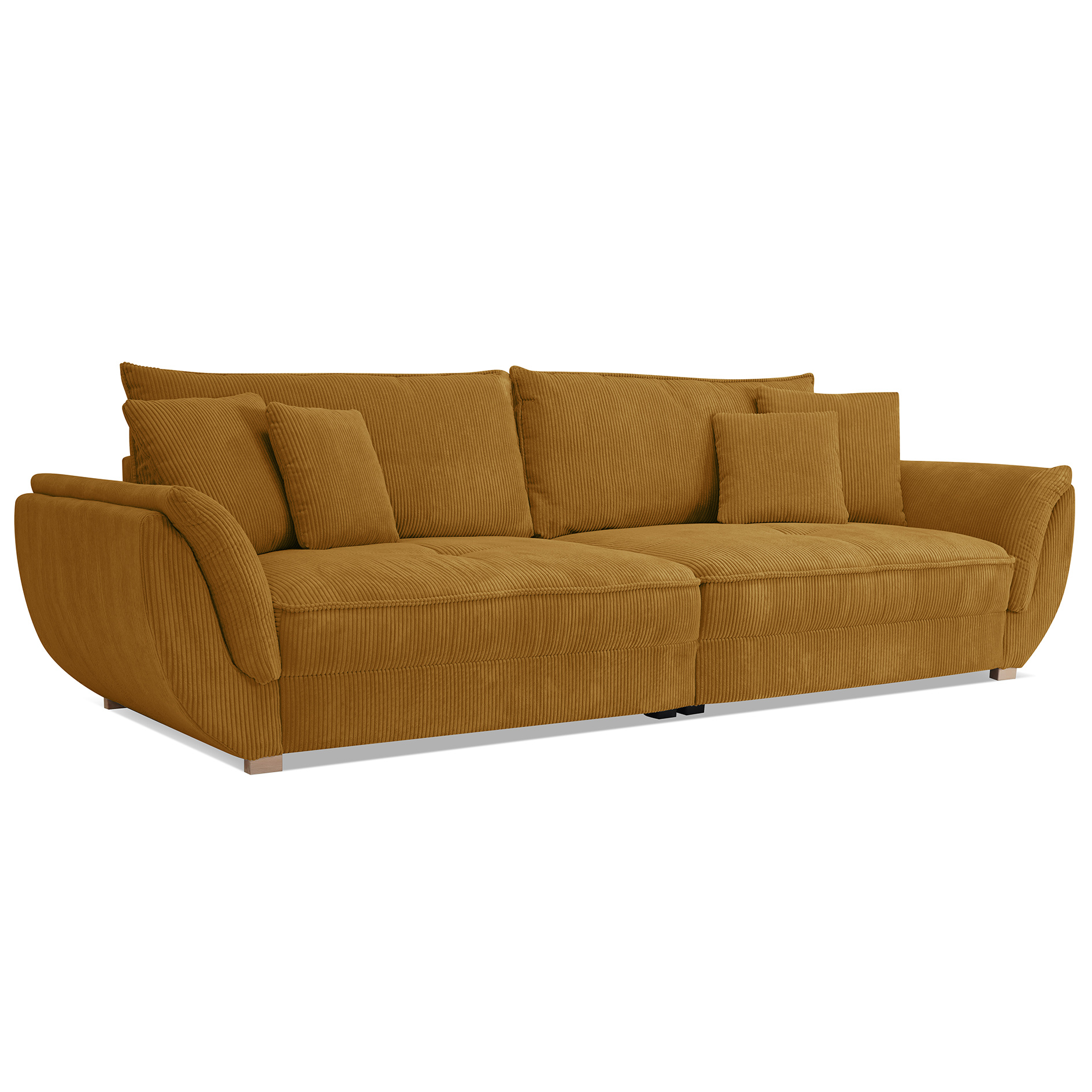 Big Sofa - gold - Cordstoff - mit Kissen