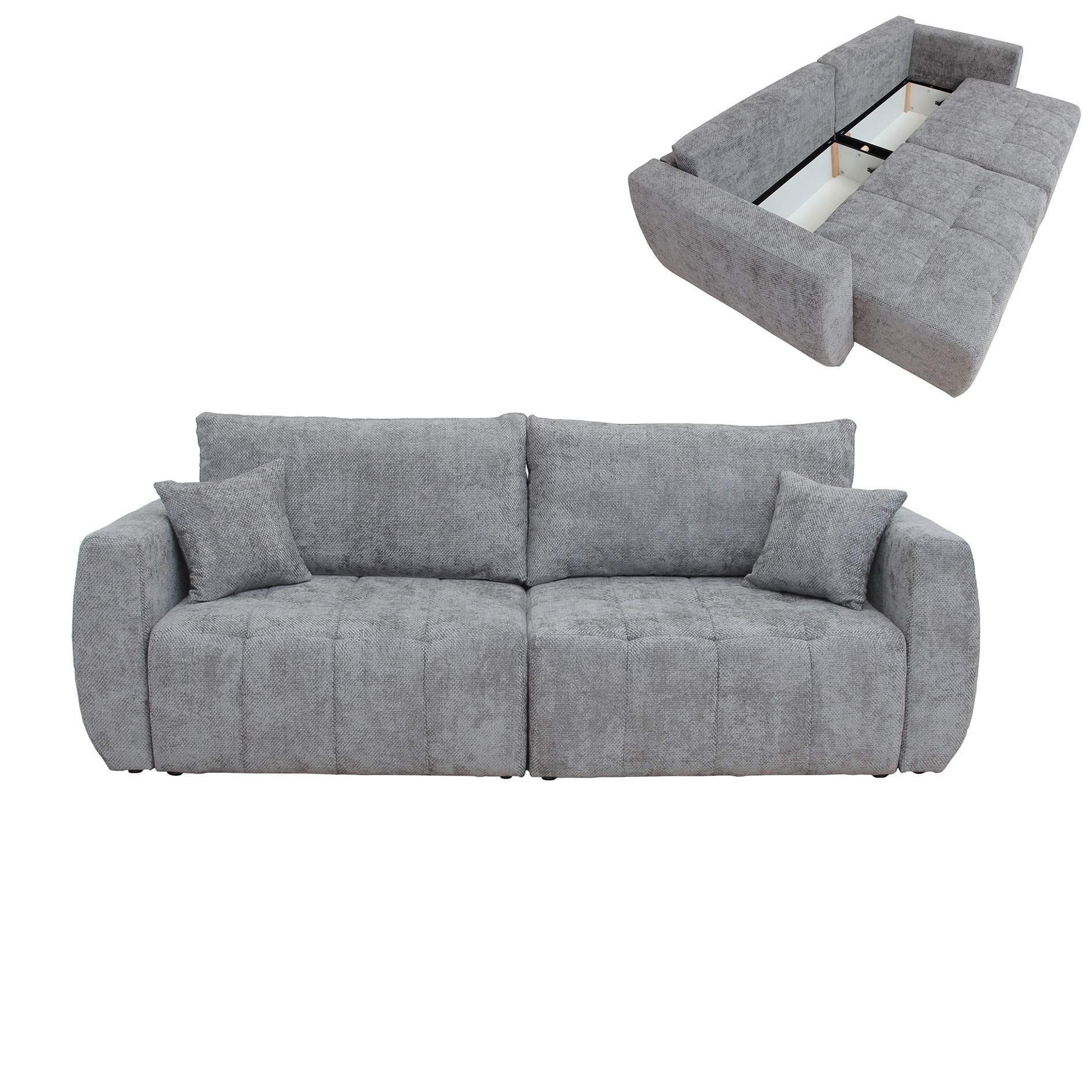 Big Sofa - grau - mit Staukasten und Liegefunktion - 245 cm