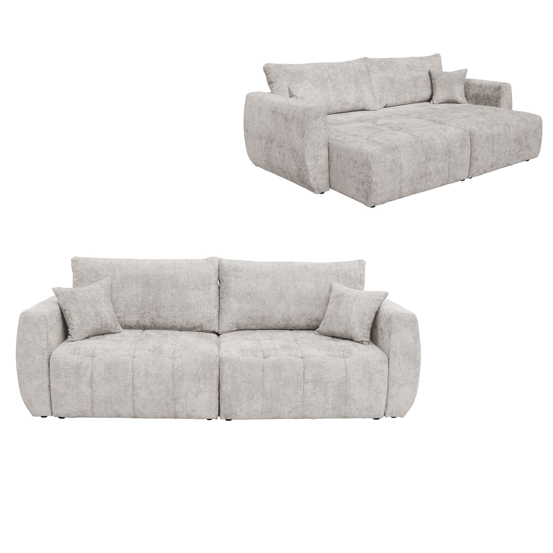 Big Sofa - pearl - mit Staukasten und Liegefunktion - 245 cm