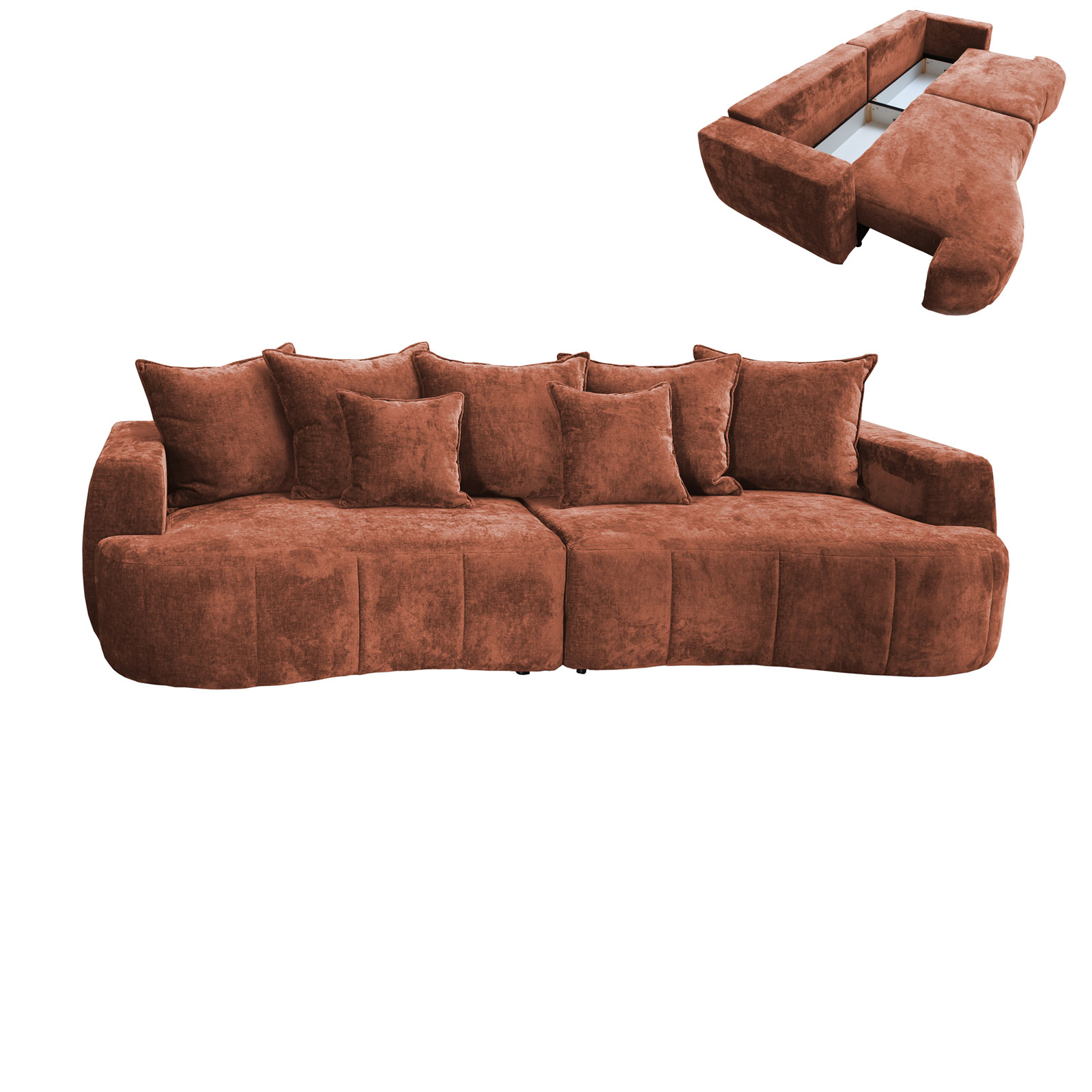 Big Sofa - rost - Boxspringfederung - 292 cm