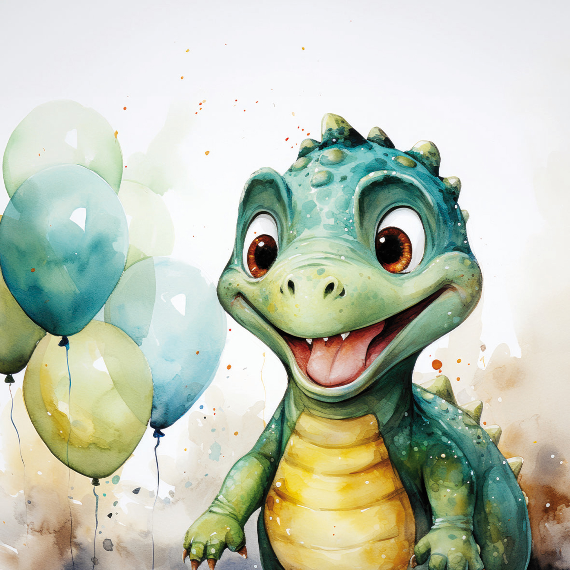 Bild gerahmt DINO MIT BALLONS - multicolor - 35x35 cm