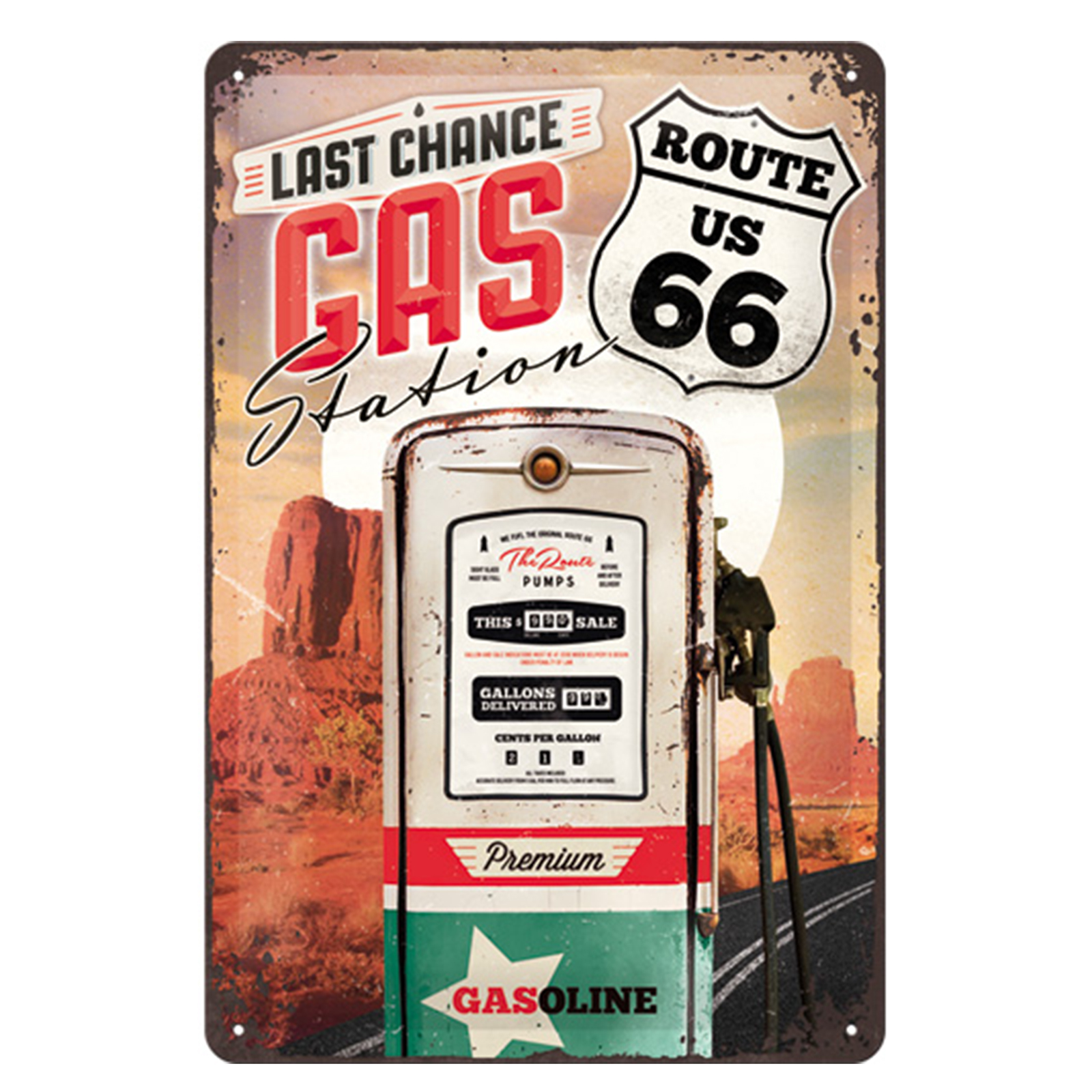 Blechschild - Route 66 Gas Station - 20x30 cm