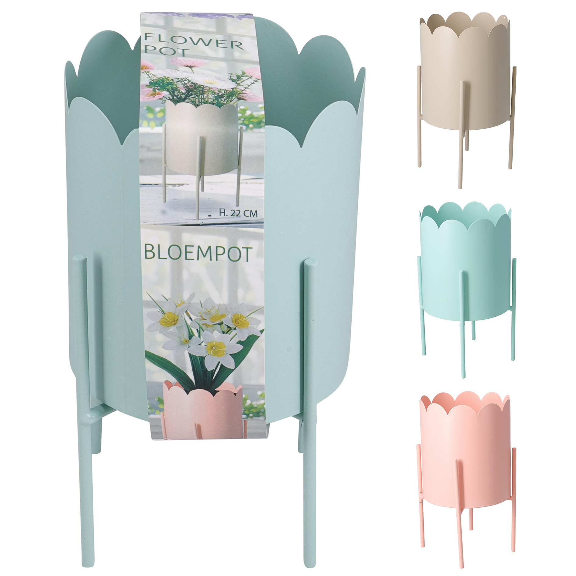 Blumentopf - farblich sortiert - 22 cm hoch