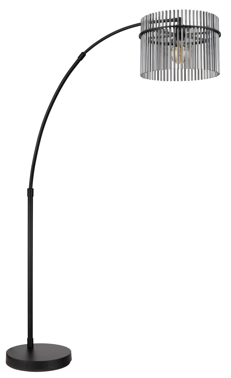 Bogenlampe - schwarz matt - rauchfarbene Glasstäbe - 185 cm hoch