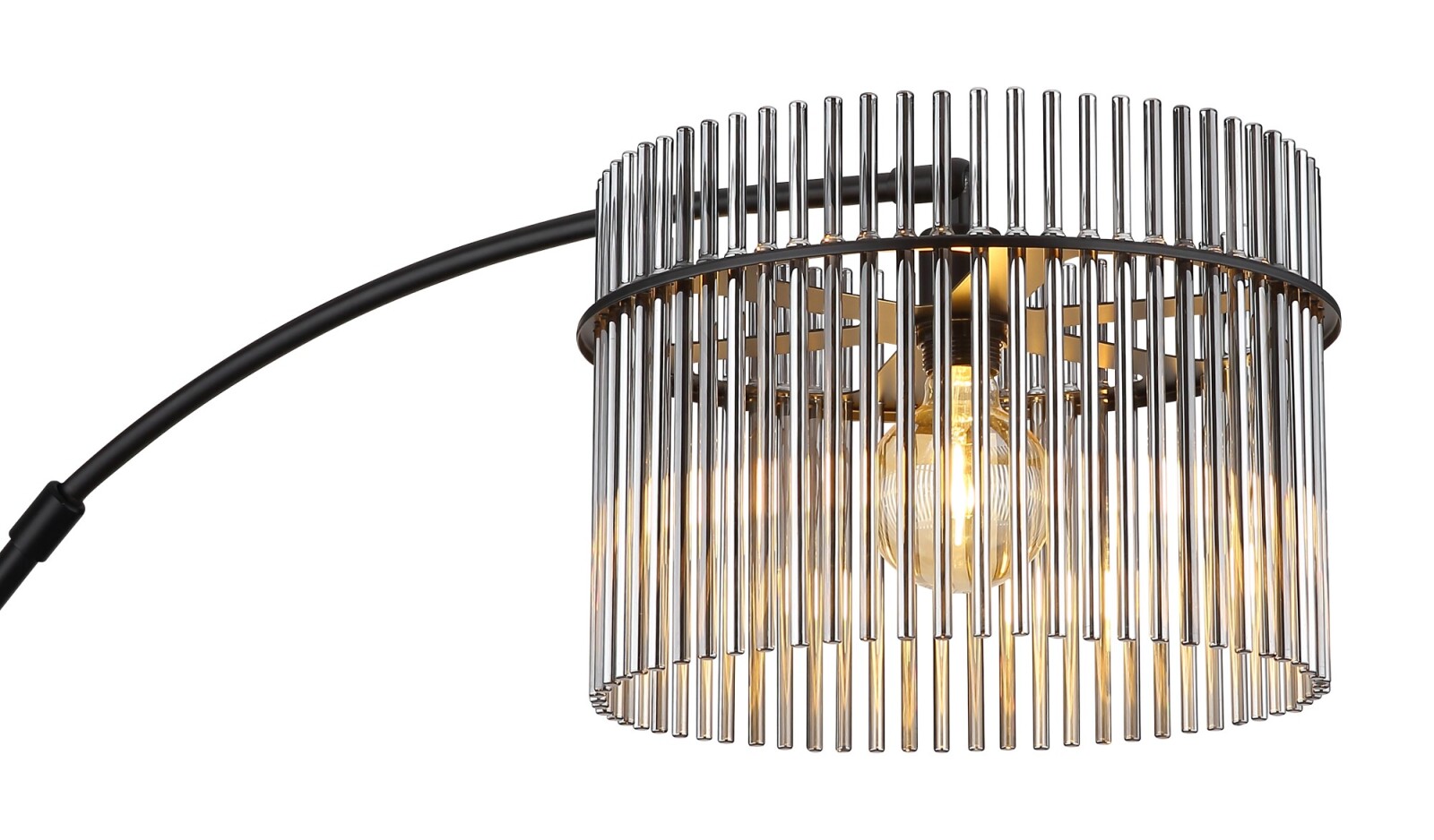 Bogenlampe - schwarz matt - rauchfarbene Glasstäbe - 185 cm hoch