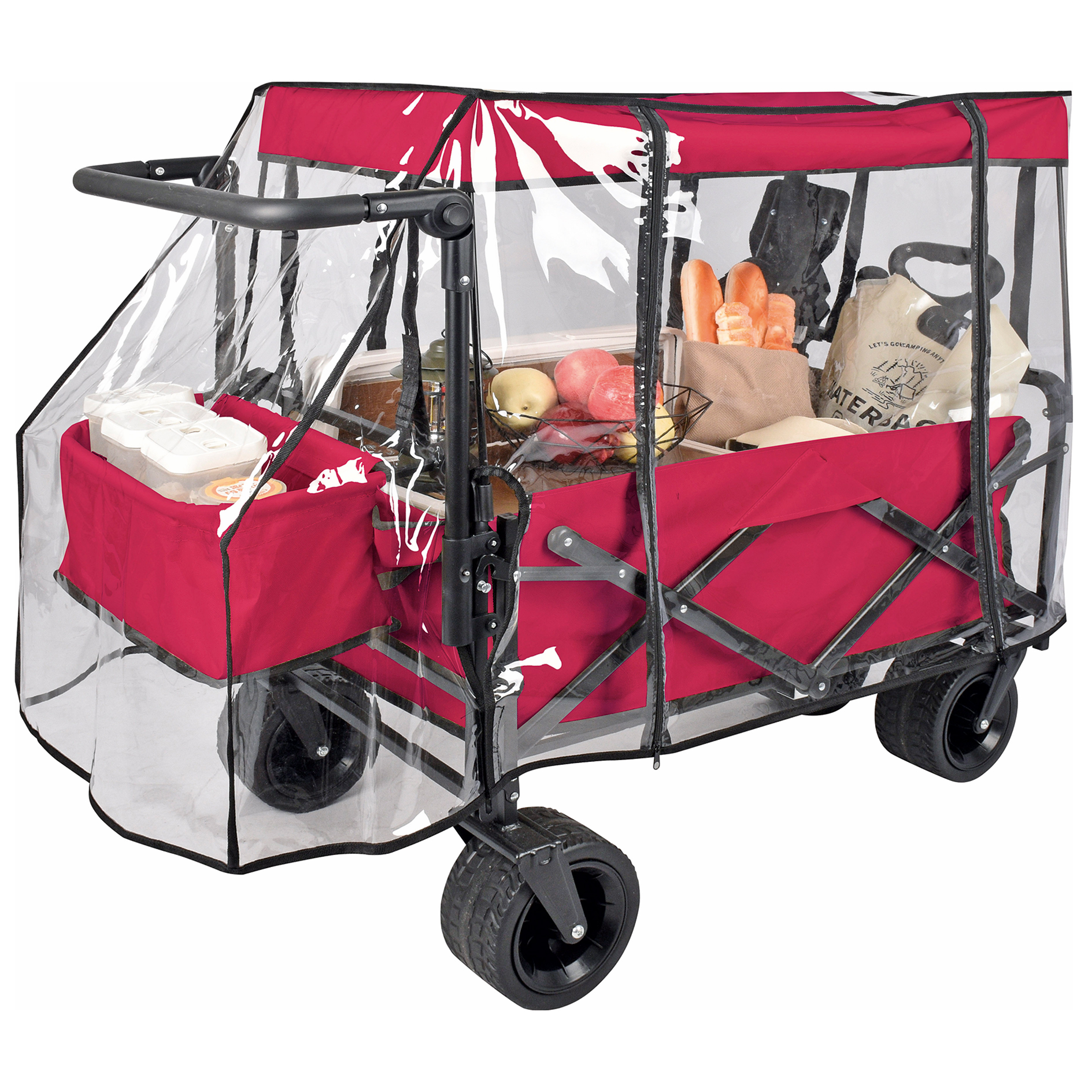 Bollerwagen - rot - faltbar - mit Schutzhülle
