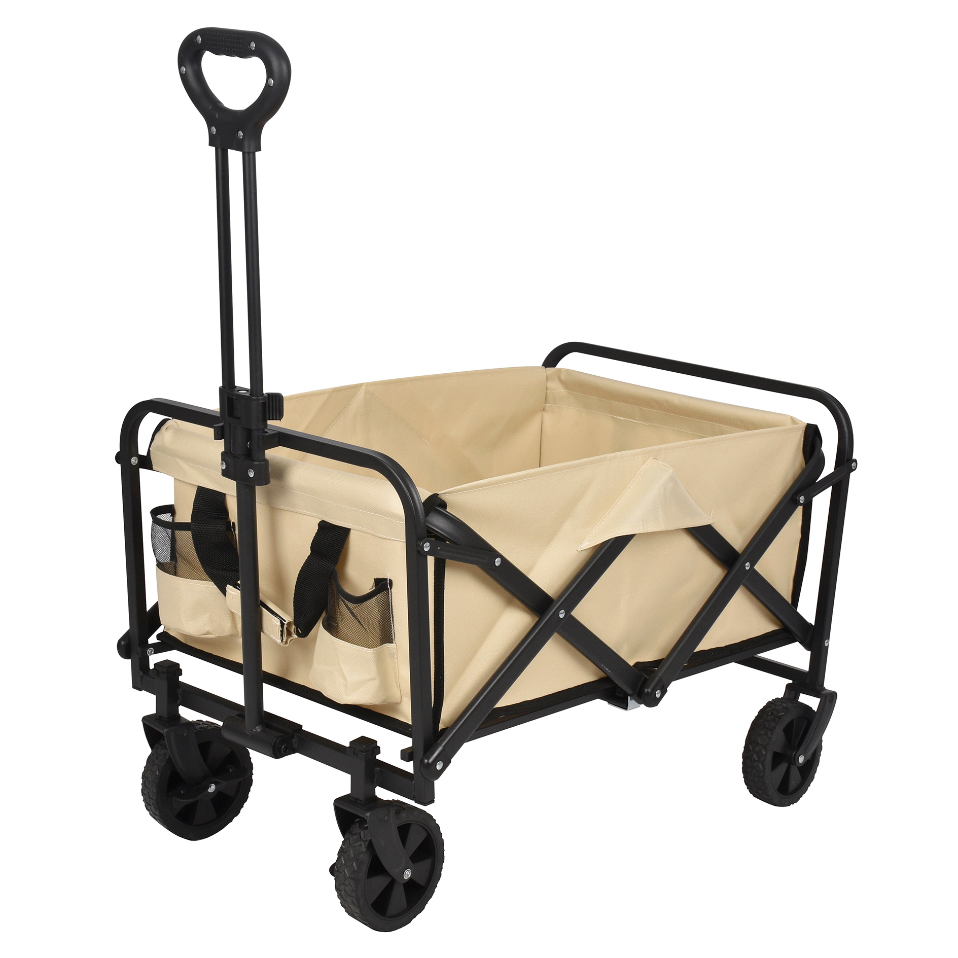 Bollerwagen - sandfarben - faltbar - mit Tasche