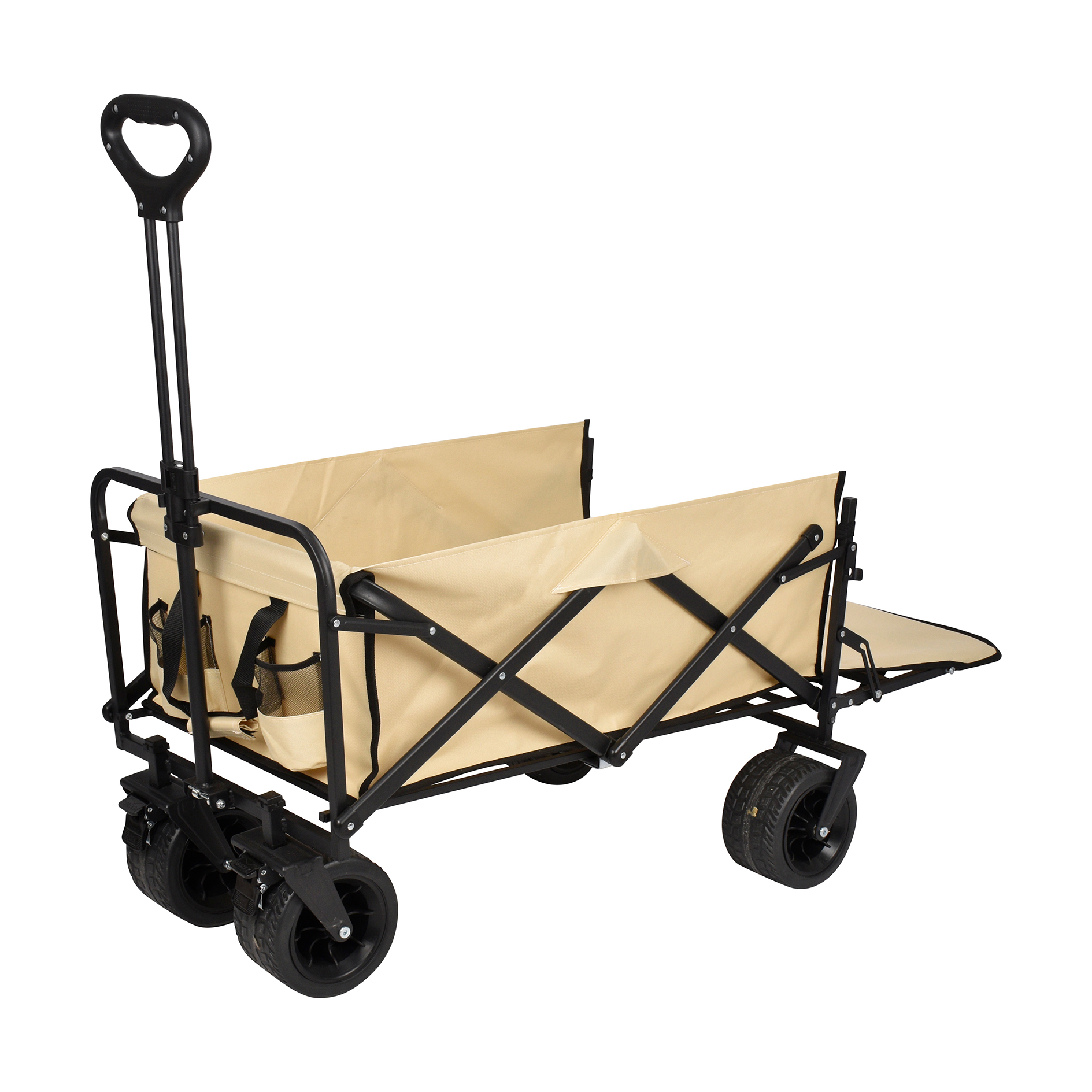 Bollerwagen - sandfarben - mit Vorderklappe - faltbar