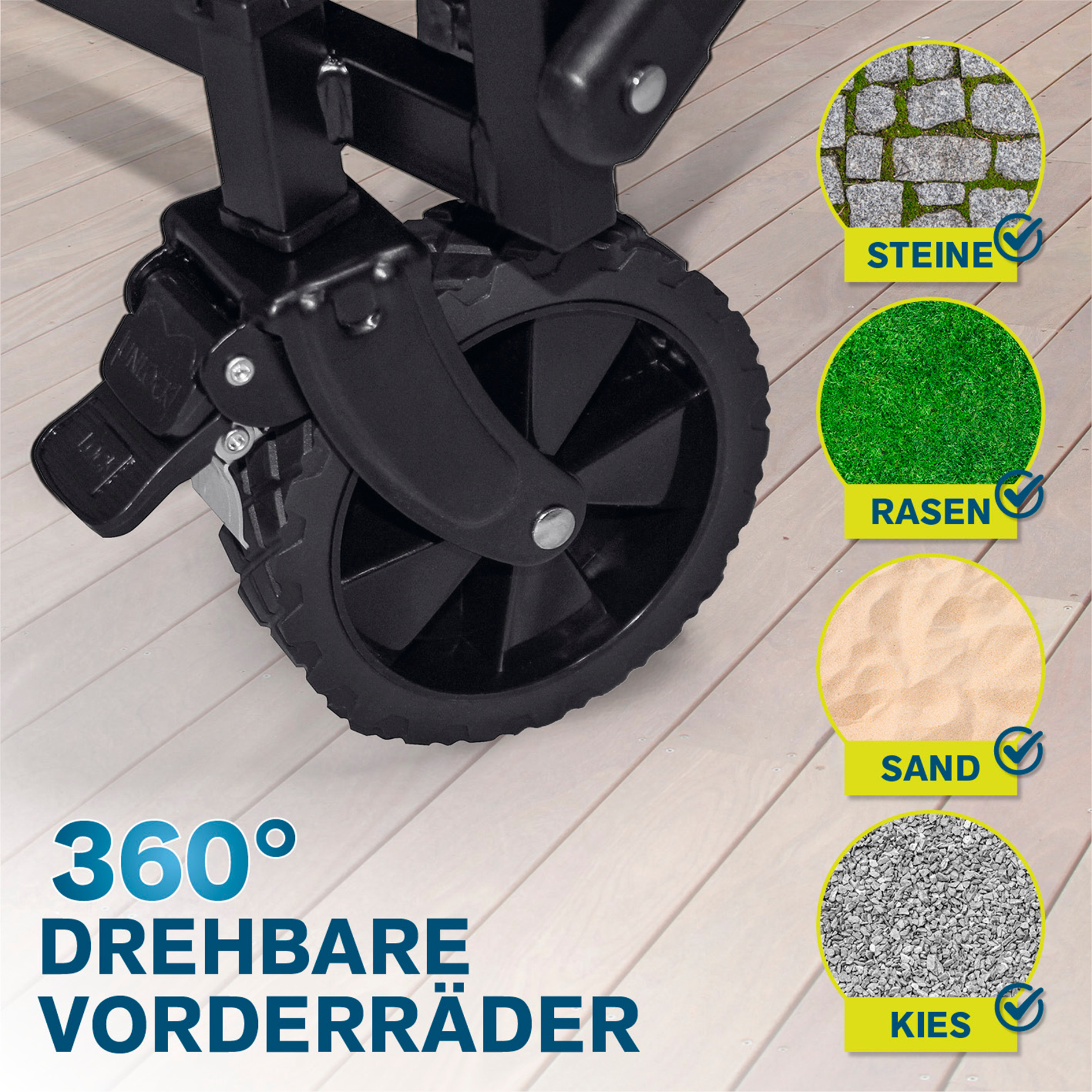 Bollerwagen - schwarz - faltbar - mit Feststellbremsen