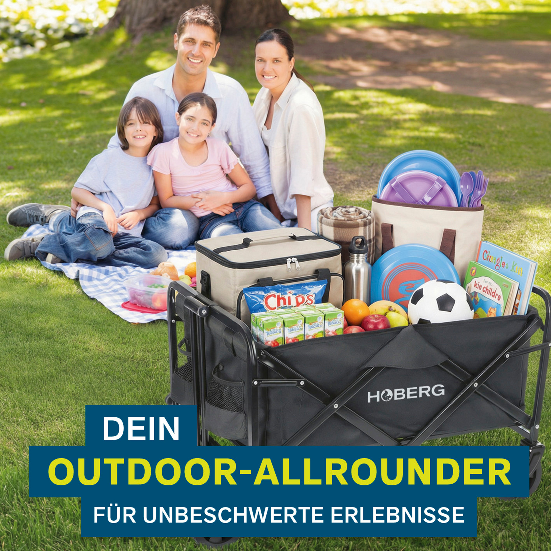 Bollerwagen - schwarz - faltbar - mit Feststellbremsen