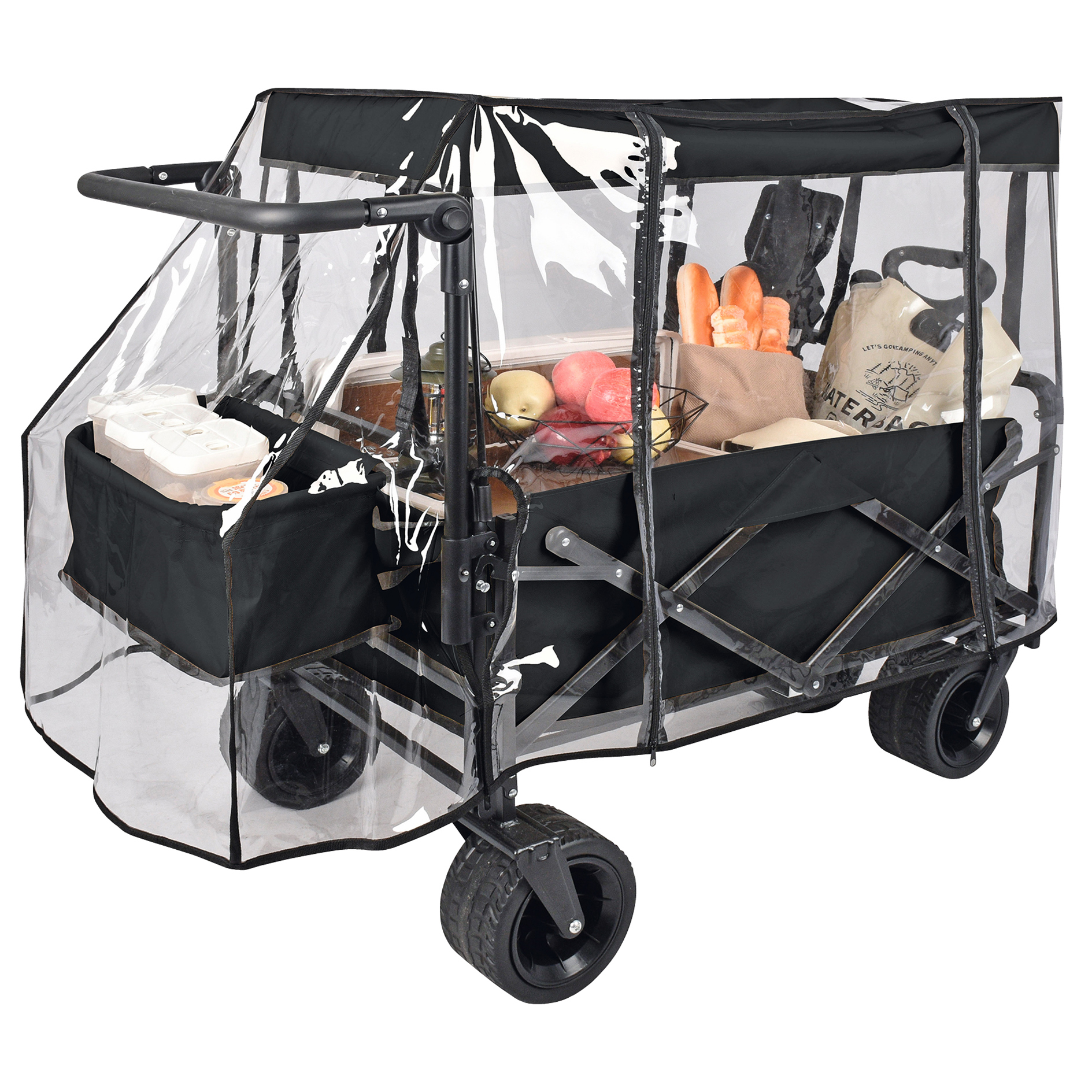 Bollerwagen - schwarz - faltbar - mit Schutzhülle
