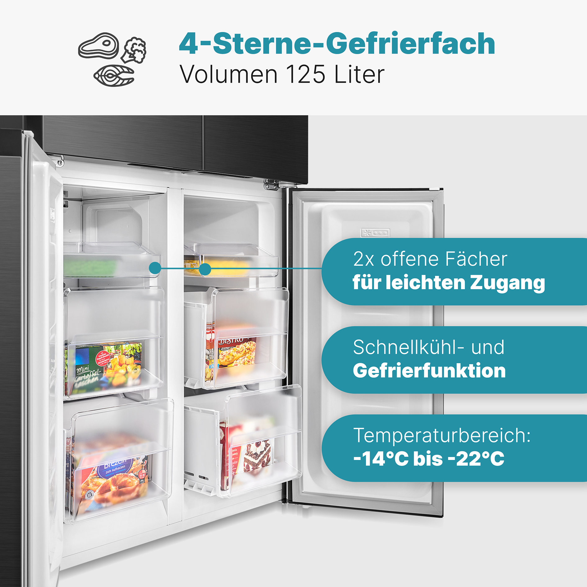 BOMANN Cross Door Kühl-Gefrierkombination KG 7358 - schwarz-inox - D