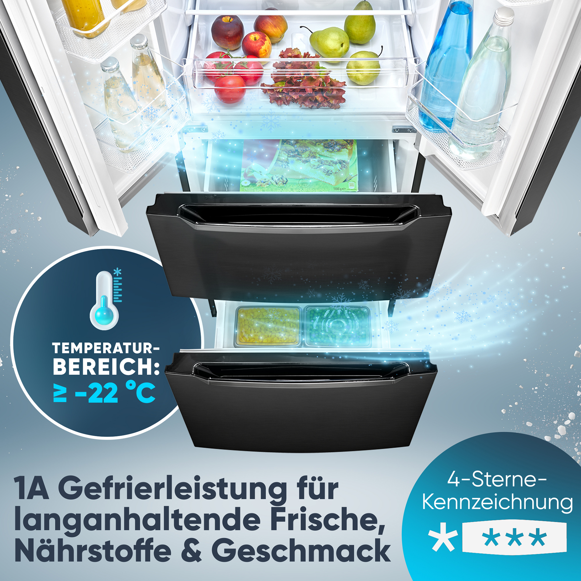 BOMANN French Door Kühl-Gefrierkombination KG 7361 - dark inox - E