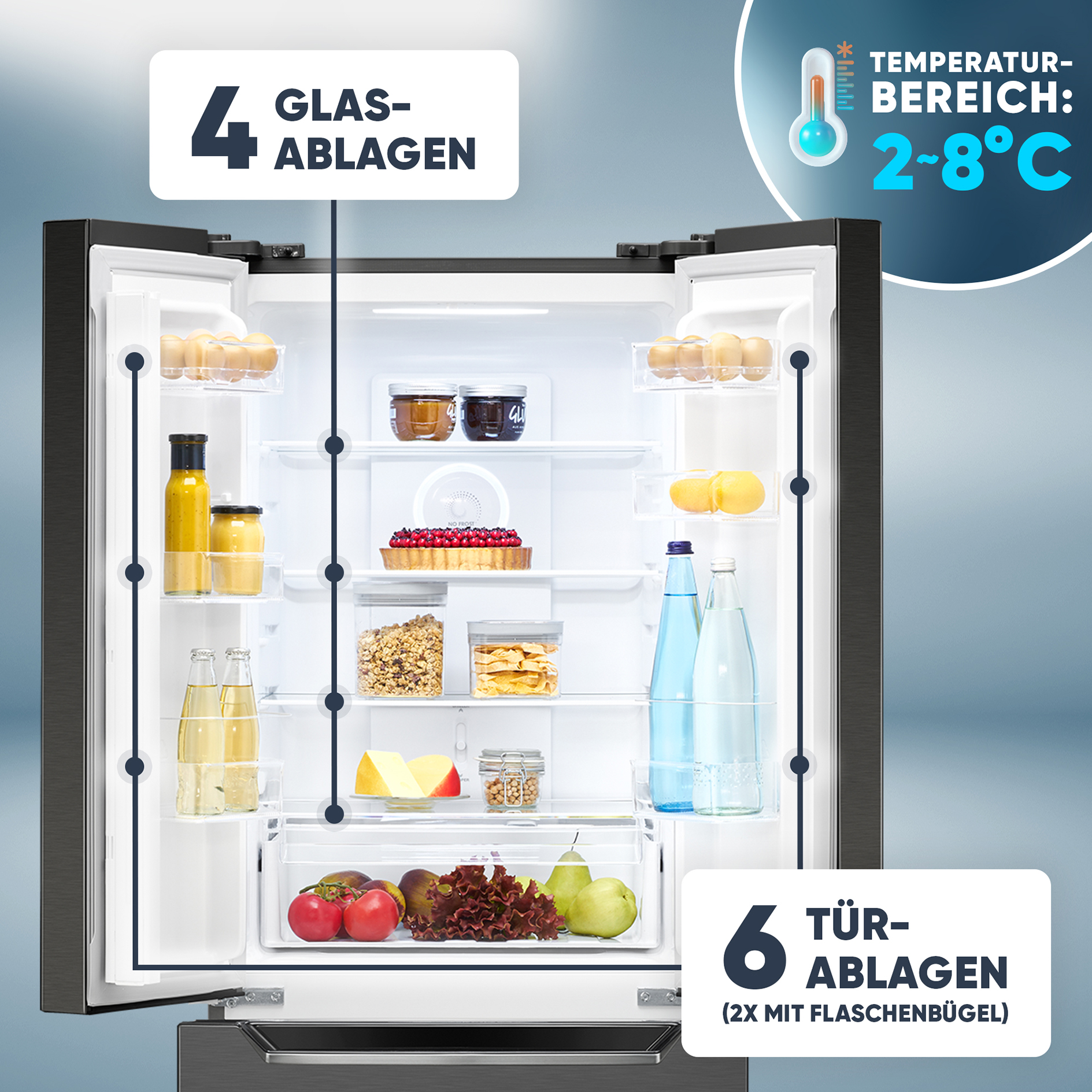 BOMANN French Door Kühl-Gefrierkombination KG 7361 - dark inox - E