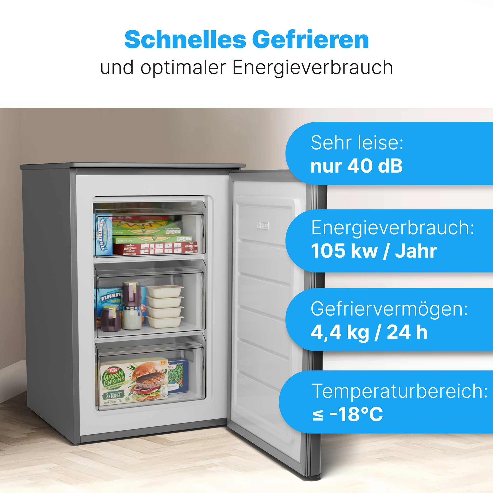 BOMANN Gefrierschrank GS 7253 - Edelstahloptik - C